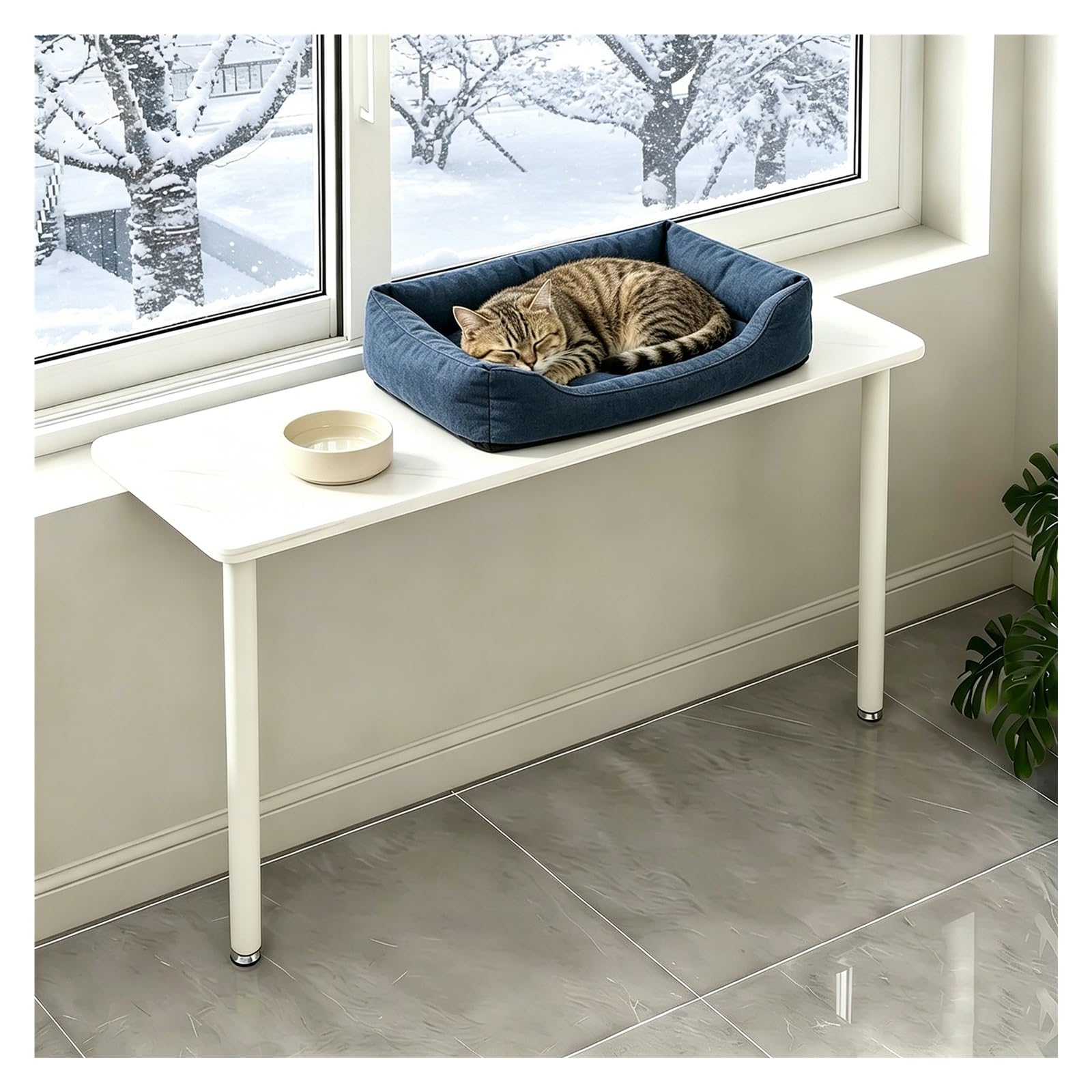 CHZDPP Window Shelf Extender with Adjust Support Stand, Multi-Purpose Countertop Extension Board, Windowsill Extension for Pet Bed/Appliances(White,47.2"x12"/120x30cm)