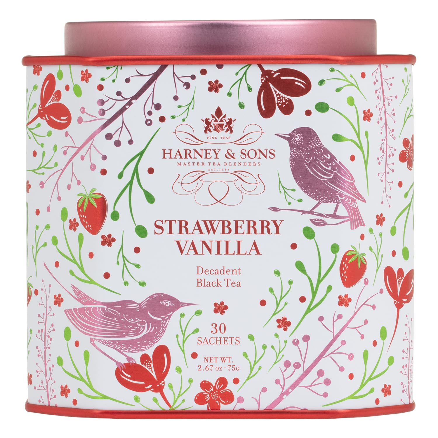 Harney & Sons Strawberry Vanilla Black Tea, 30ct sachet tin