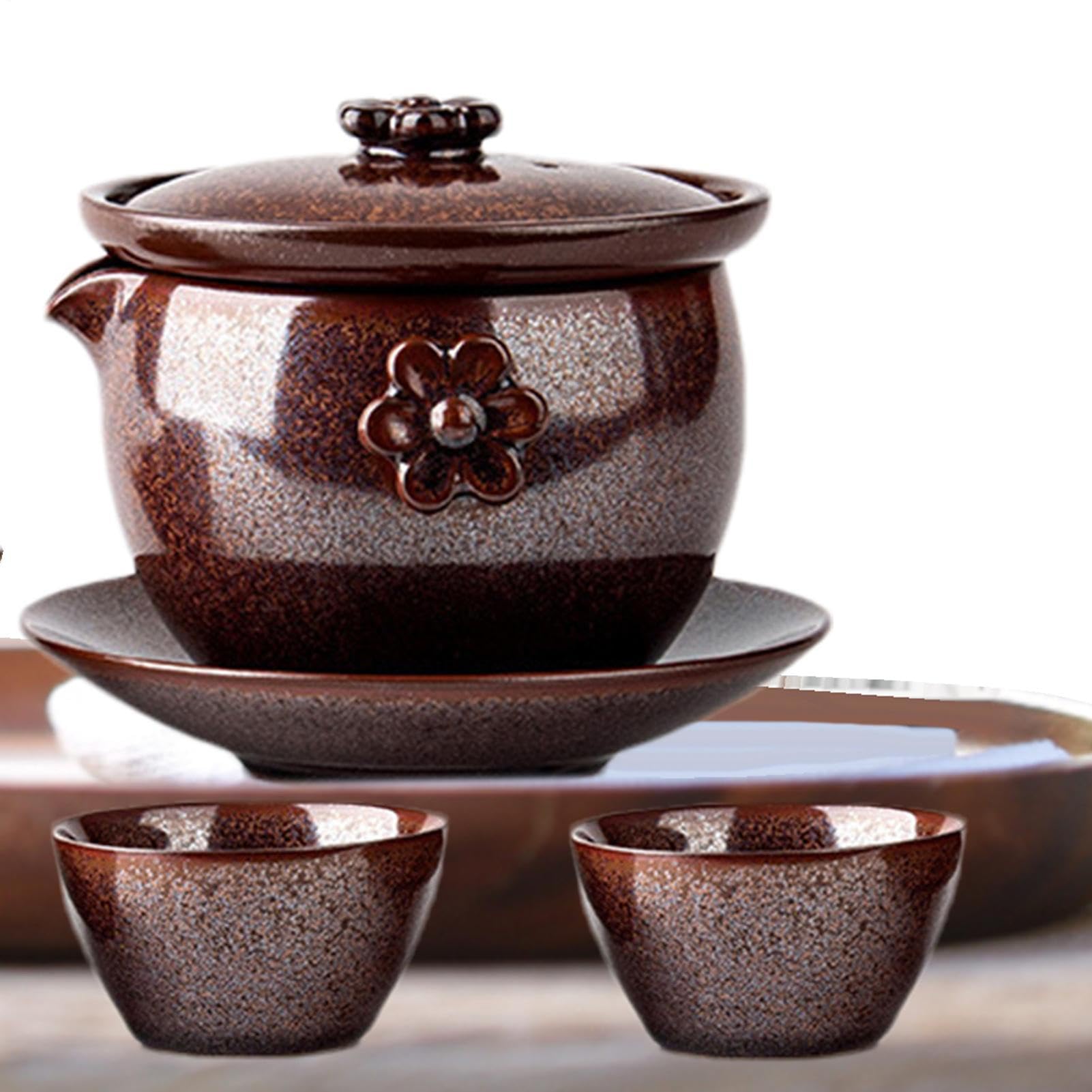 Juego de té de cerámica, cristalería y vasos apilables, juego de té de