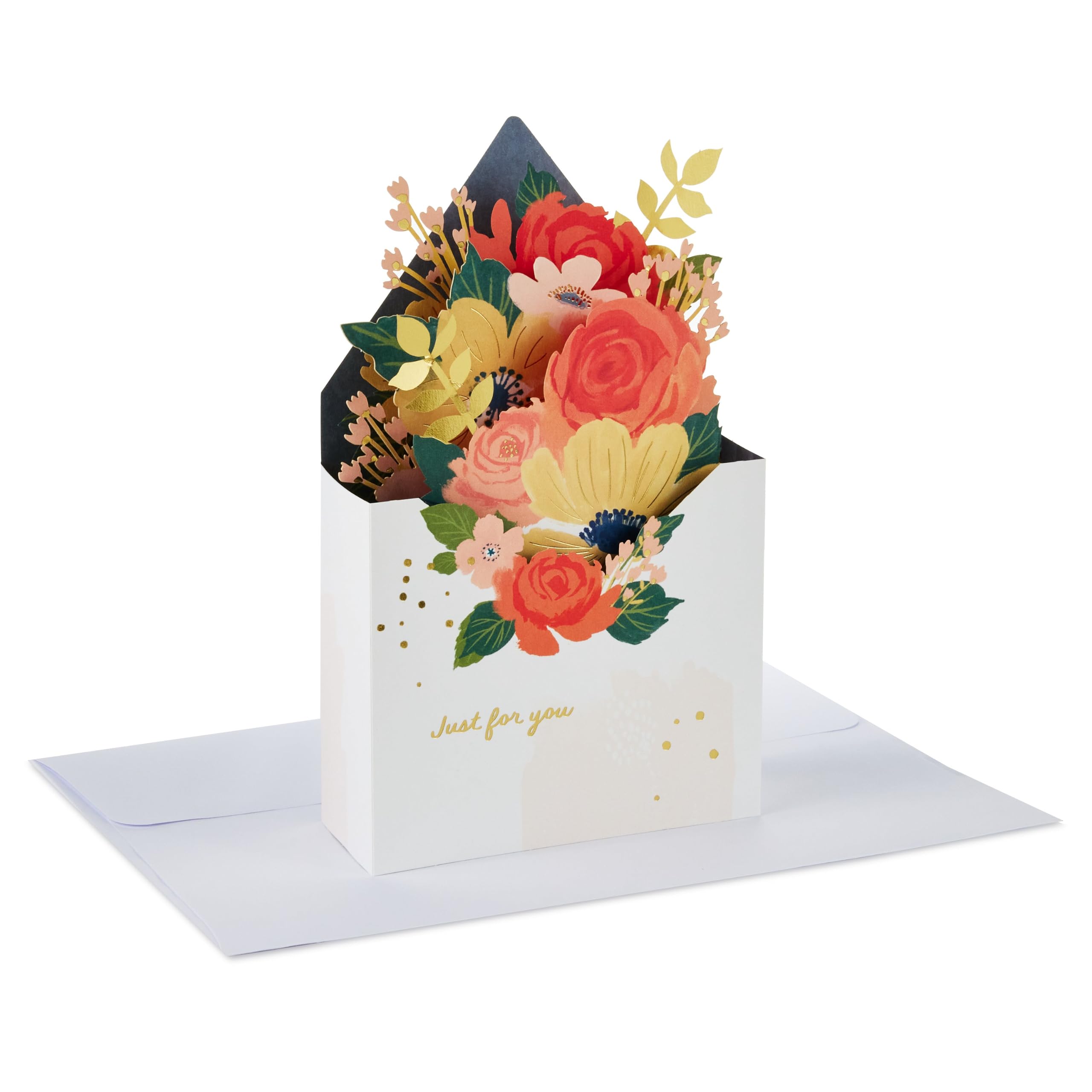 Hallmark Paper Wonder Pop-Up Orange & Gold Boxed Bouquet Birthday Card