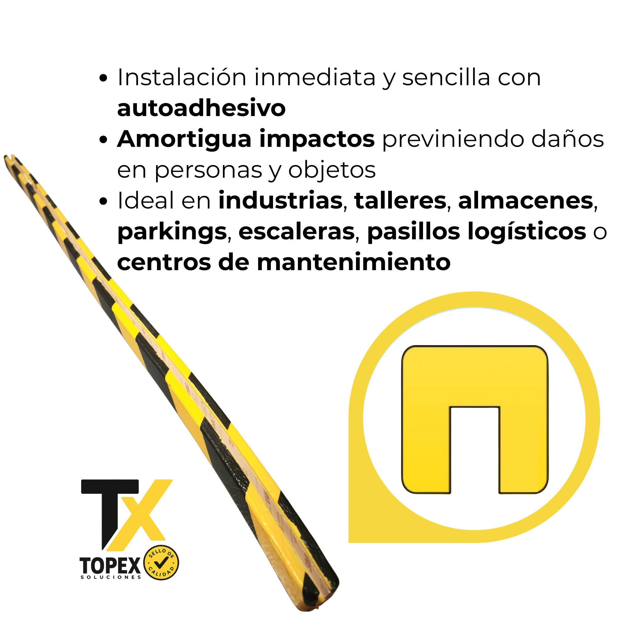 Protector Espuma Tipo G – Paragolpes Seguridad Industrial para Bordes y Cantos – 1 m Amarillo Negro Autoadhesivo – Pack 4