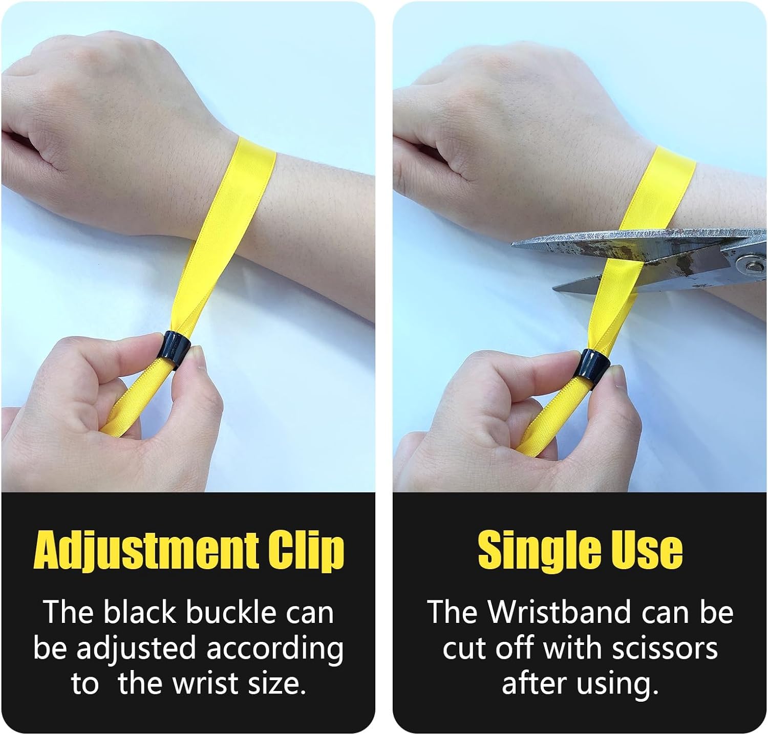 100 Pcs Cloth Event Wristband, Disposable Wristbands for Events, Colored Wristbands Events,for Lightweight Concert,Club Entrance Wrist Strap Party Wristband Event (Color : Yellow) - Image 4