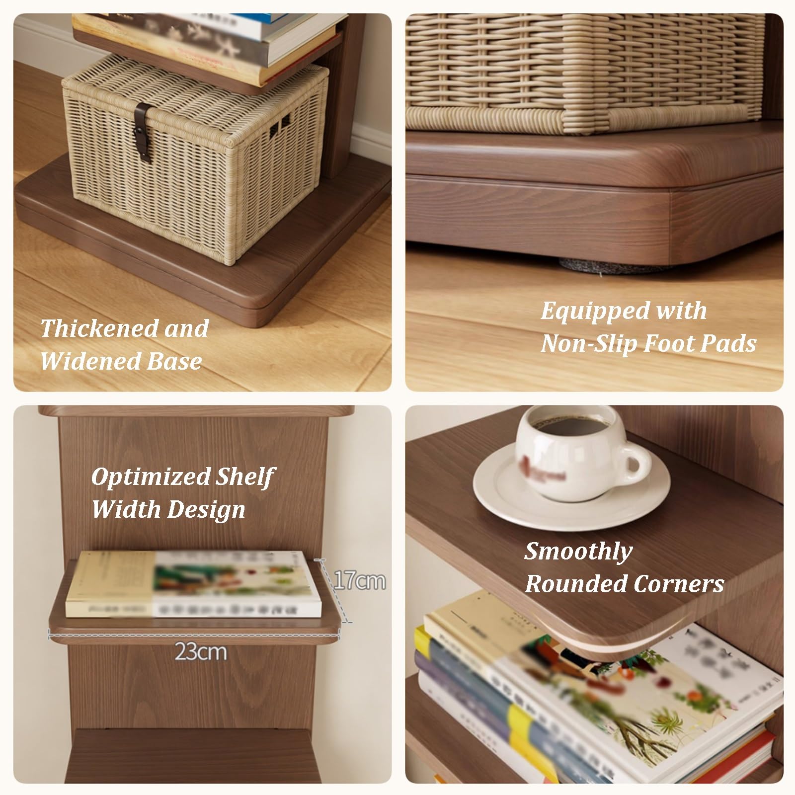 Bücherregal-Säule Aus Holz, Modernes Offenes 5-stöckiges Standregal Mit Kippschutz, Platzsparendes Minimalistisches Design Für Wohnzimmer, Schlafzimmer Oder Büro(A)