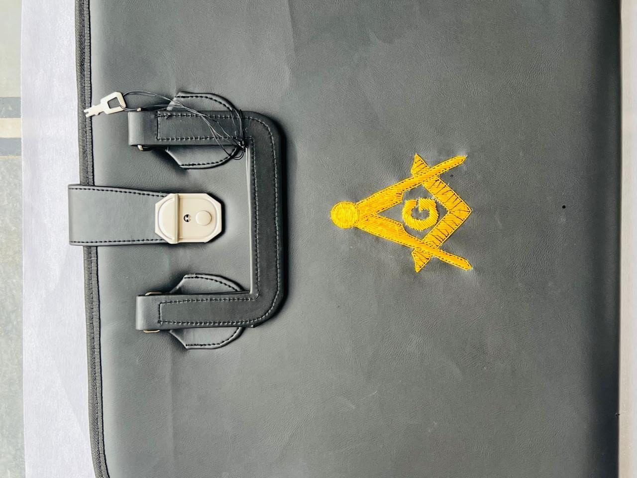 Masonic Case Hand Embroidered Goldedn Bullion Wire Square & Compass Fits Master Mason Apron & Chain Collar