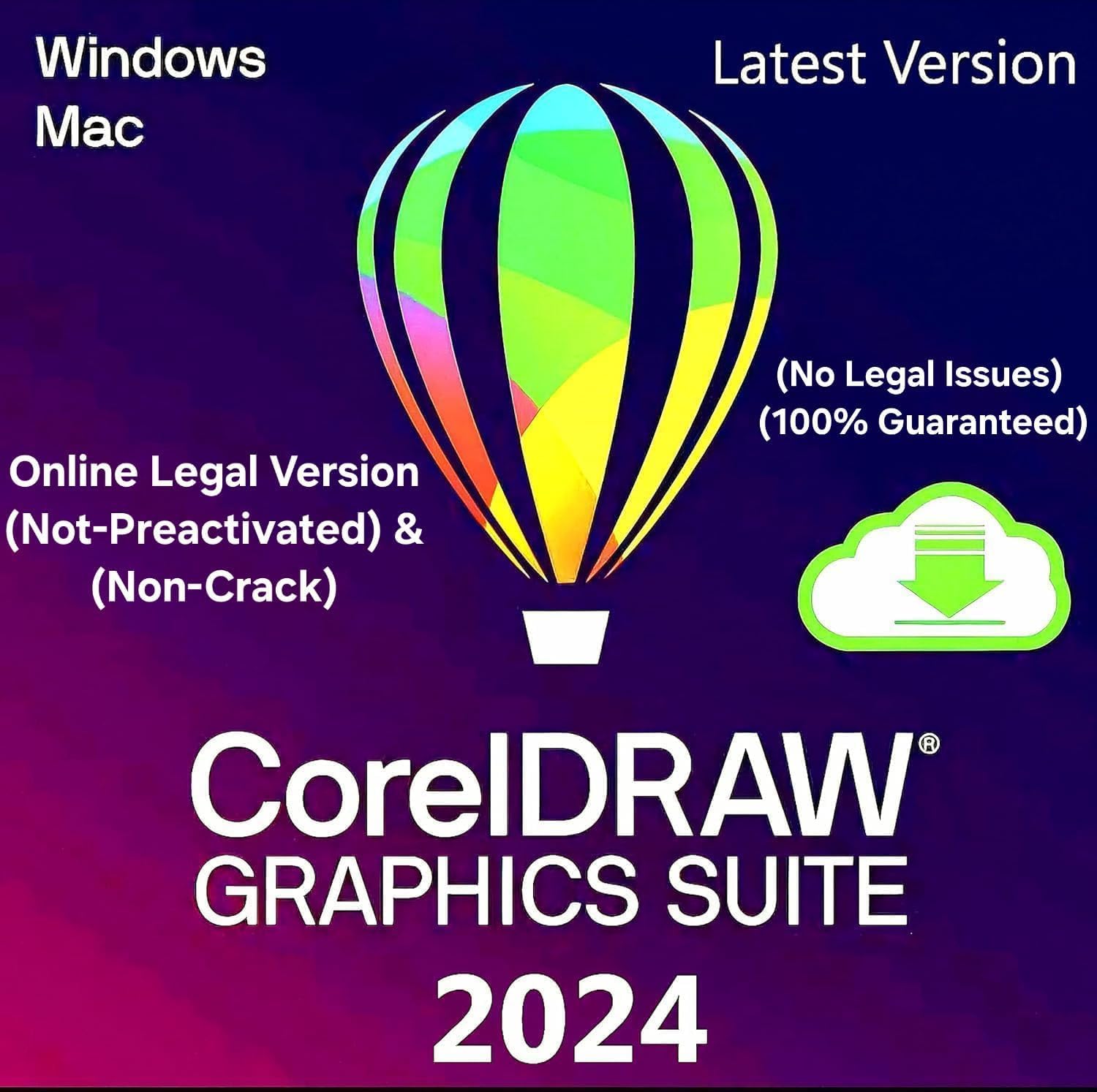 Corel Graphics Suite 2024 Software Edition 2024 Draw | 100% Original License | Online Update Support | Remote Install for Win OR Mac | One System | Lifetime Validity