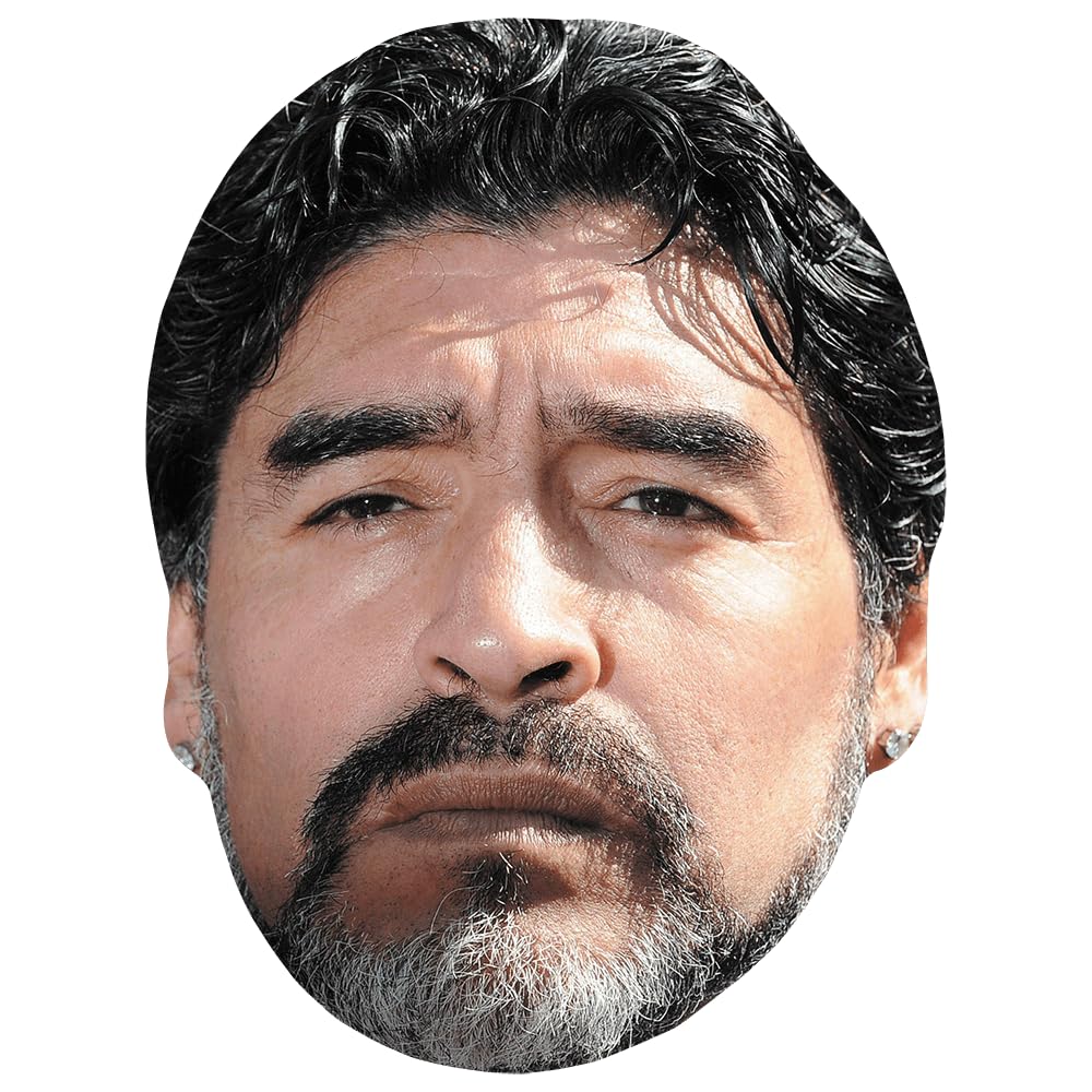 Celebrity Cutouts Lifelike Diego Maradona (Beard) Celebrity Mask, Flat Card Face, Fancy Dress Mask