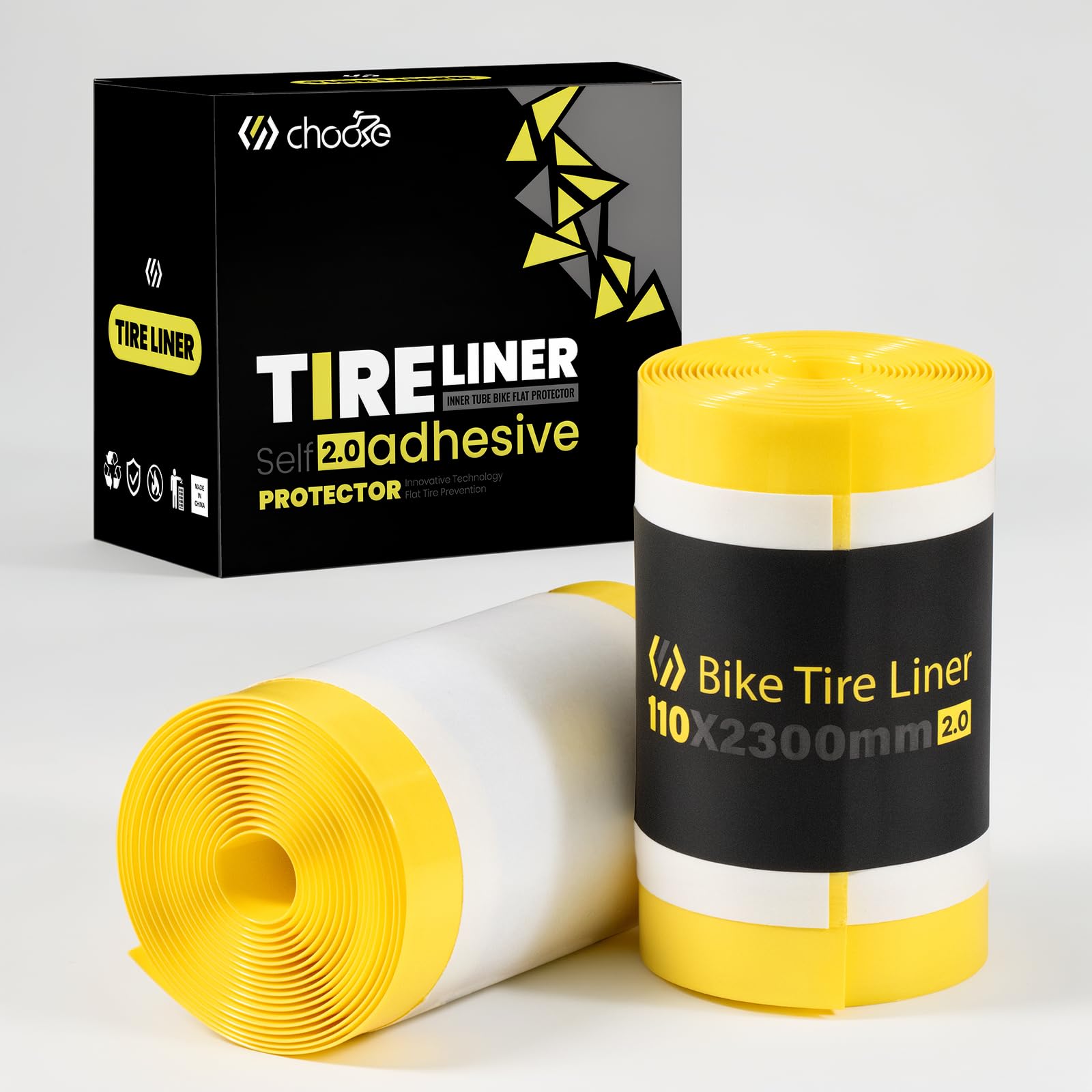 Chooee Self Adhesive Fat Bike Tire Liner,Bicycle Inner Tube Flat Protector for 20" 24" 26"×2.40/3.0/4.0/4.5/5.0 Tires,Anti-Puncture Proof Tire Liner for MTB/E-Bike/Fat Bike