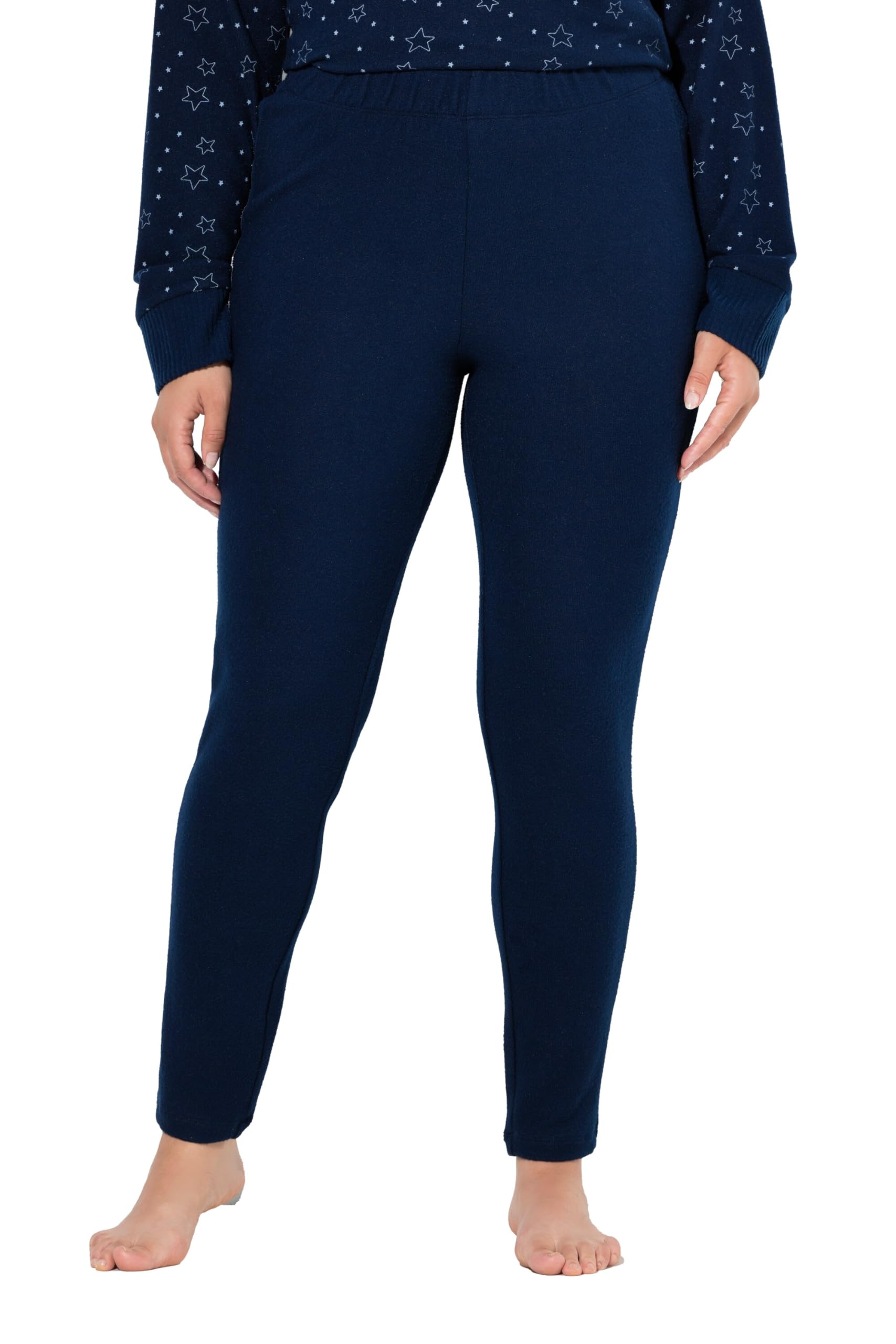 Ulla Popken Damen große Größen Übergrößen Plus Size Loungewear-Leggings, Seitenstreifen, Elastikbund 810335