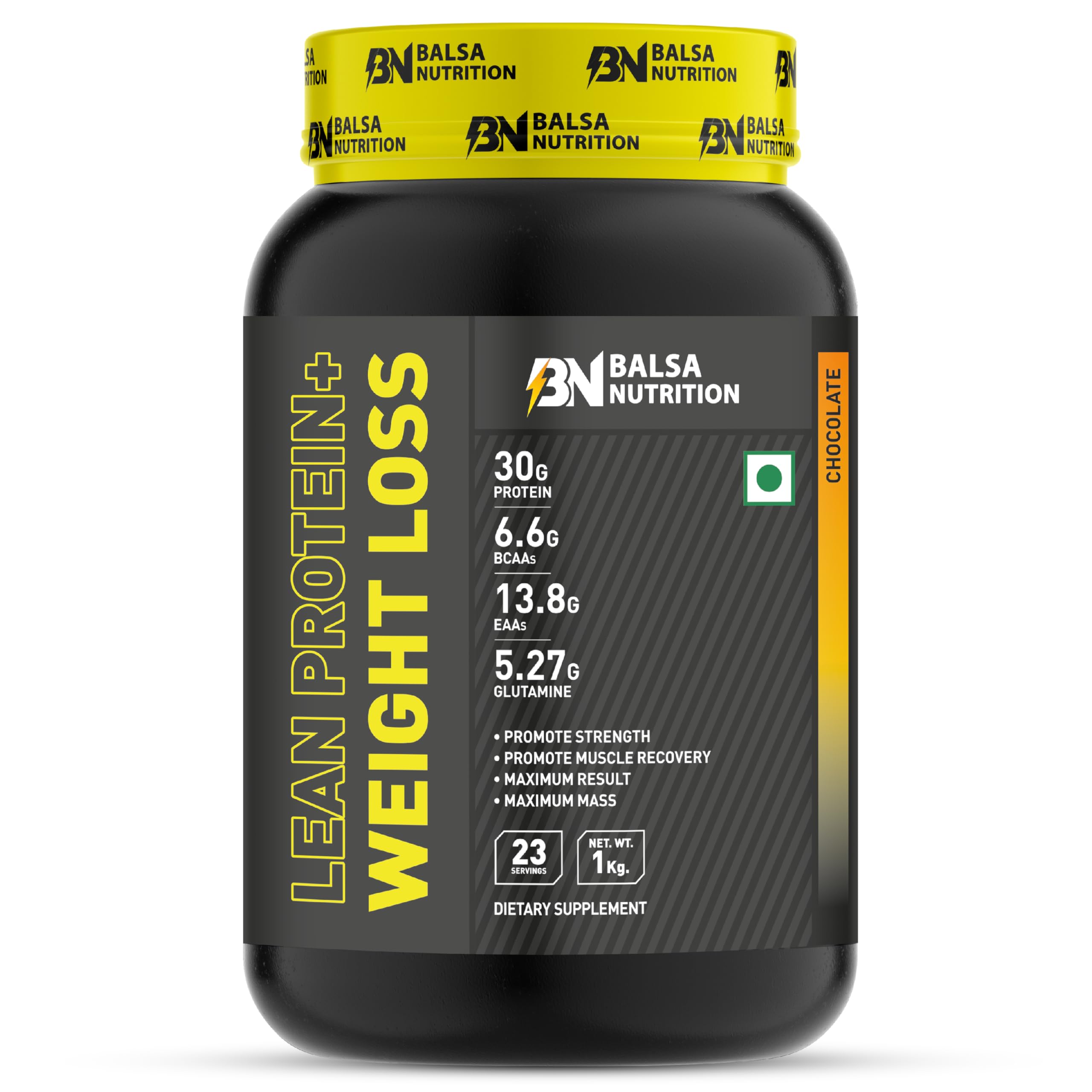 Balsa Nutrition Lean Protein + Weight Loss Powder- 1kg, 23 Serving (Chocolate Flavour) | High Protein Formula For Supports Weight Management, Muscle Growth, Energy Boost | Non- GMO
