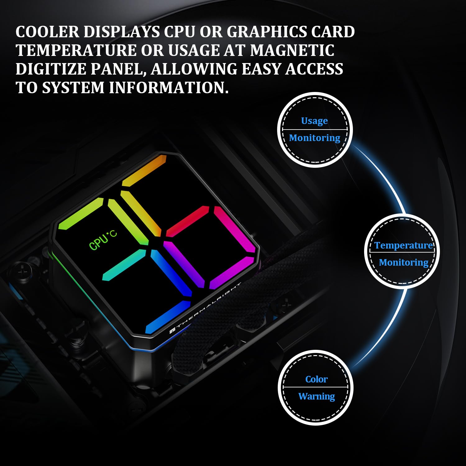 TR Magic Qube 360 ARGB - Enfriador de agua de CPU negro, ventilador PWM de empalme inalámbrico-ARGB Infinity Mirror, para Intel lga115x/1200/1700/1851, AMD/AM4/AM5, pantalla digital, cabezal frío
