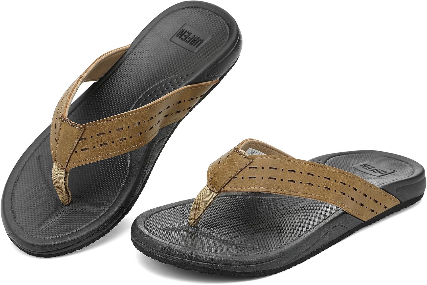 UBFEN Mens Flip Flops Sandals Rubber Water Summer Lightweight Comfortable Cushion Beach Outdoor