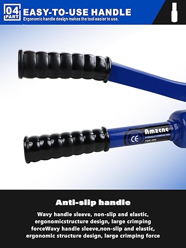 Miniatura 7 de AMZCNC Engarzadora de cables hidráulicos industriales (16 toneladas) 9 AWG a 600 MCM Kit de herramientas de cable de terminal eléctrico con 13