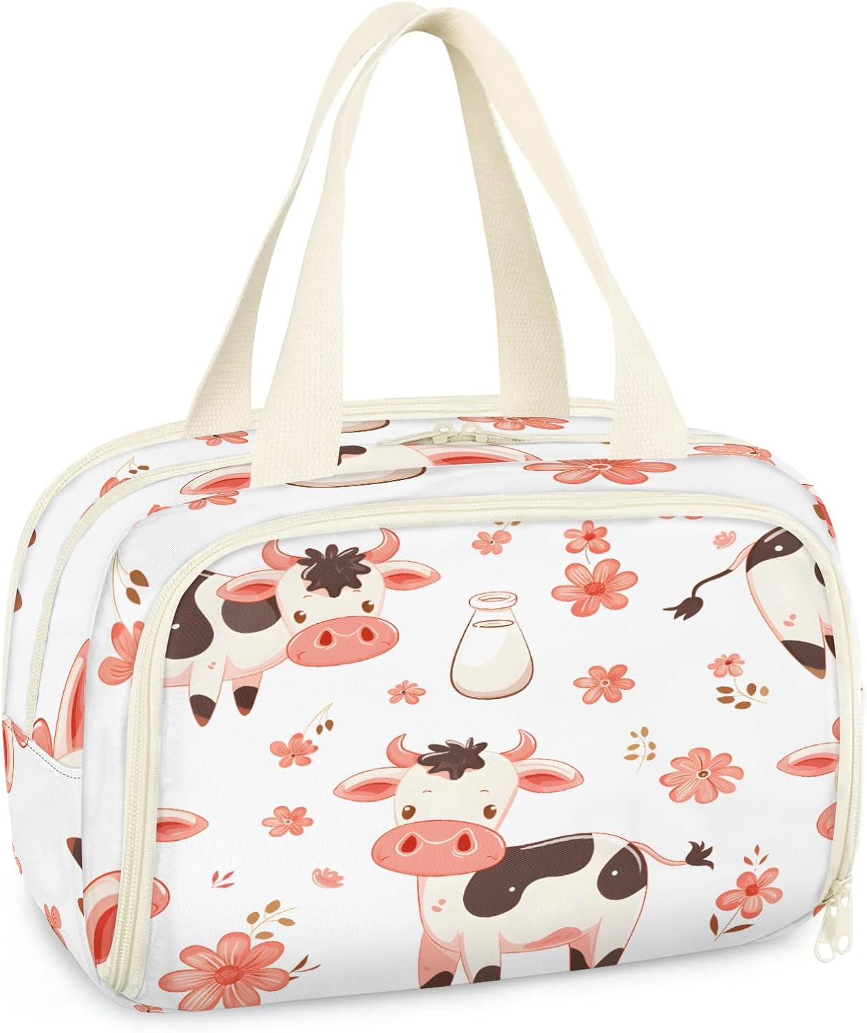 Funny Cute Cow Travel Toiletry Bag with Handle