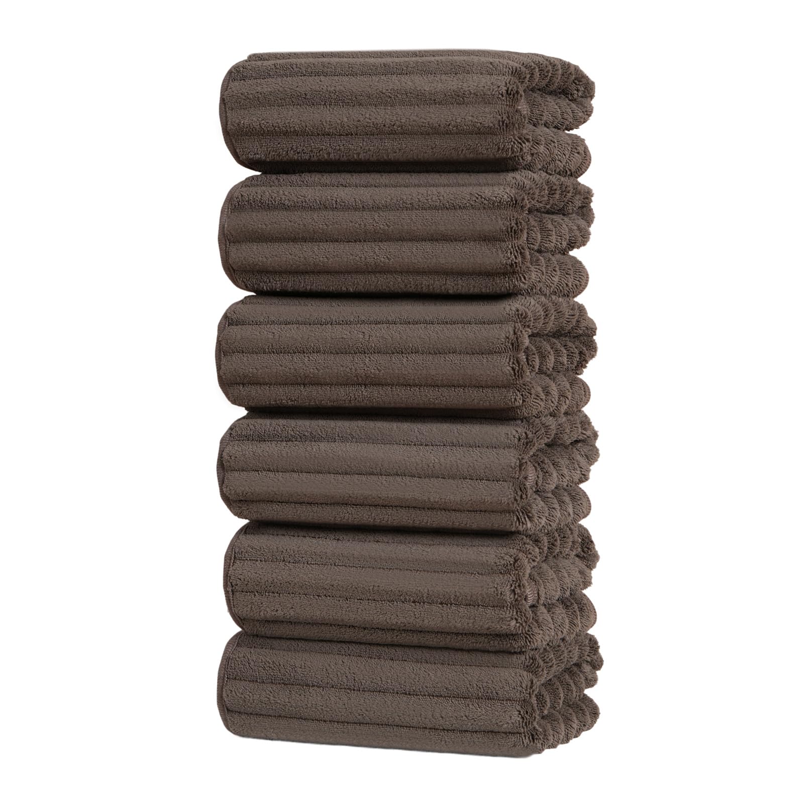 Photo 1 of ZVH Hand Towels for Bathroom 6pcs 14X29.5inch,Quick Dry Microfiber,Super Soft,Hand Towels with Hanging Loops for Spa,Kitchen,Hotel (Brown, Set of 6)