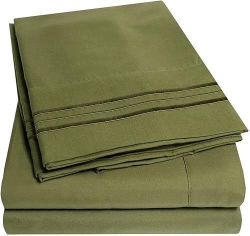 100% algodón egipcio, juego de sábanas de 800 hilos de 4 piezas, color verde salvia, tamaño individual XL (1 sábana encimera, 1 sábana bajera y 2