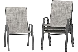 Amopatio Patio Chairs Set of 4, Outdoor Plastic Stackable Dining Chairs
