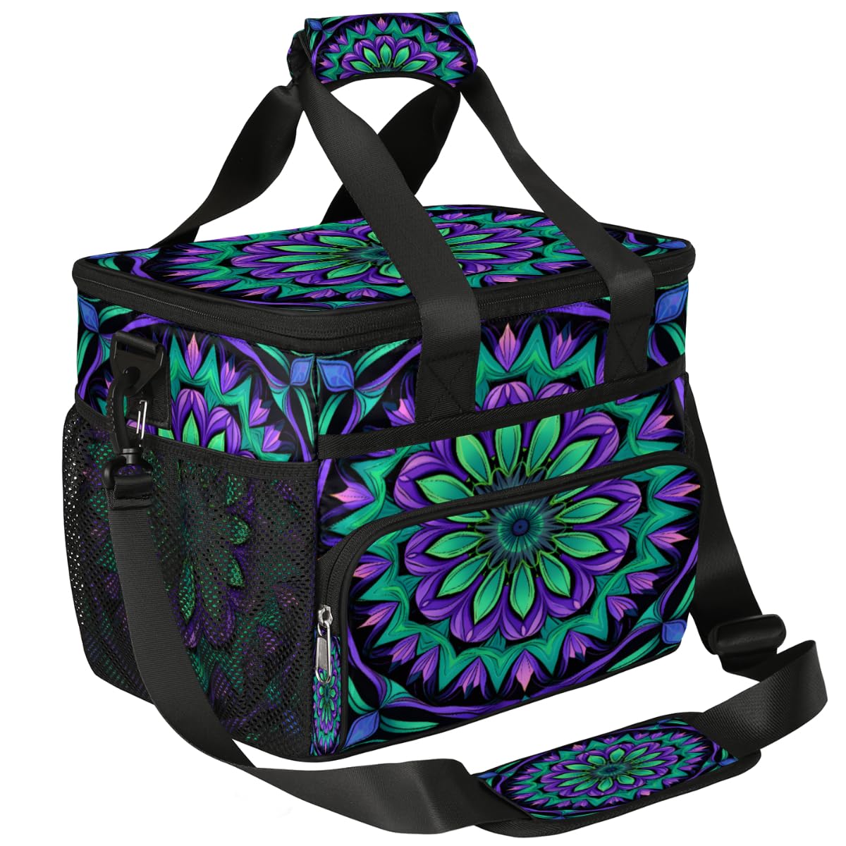 Psychedelic Floral Insulated Picnic Backpack Lunch Box for Women Men Picnic Basket Tote Lunch Bag Picnic Bag Portable Lunch Bags for Picnic, Beach, Work, Trip,Office, Camp Magic Graphics