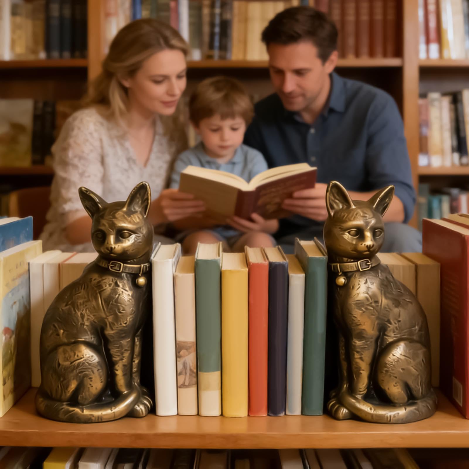 Podpórki Do Książek Na Półkę Retro figurka kota wykonana z żywicy | Dekoracyjne podpórki do książek Dla biblioteki, pokoju do nauki, sypialni, studentów oraz nauczycieli, miłośników czytania,