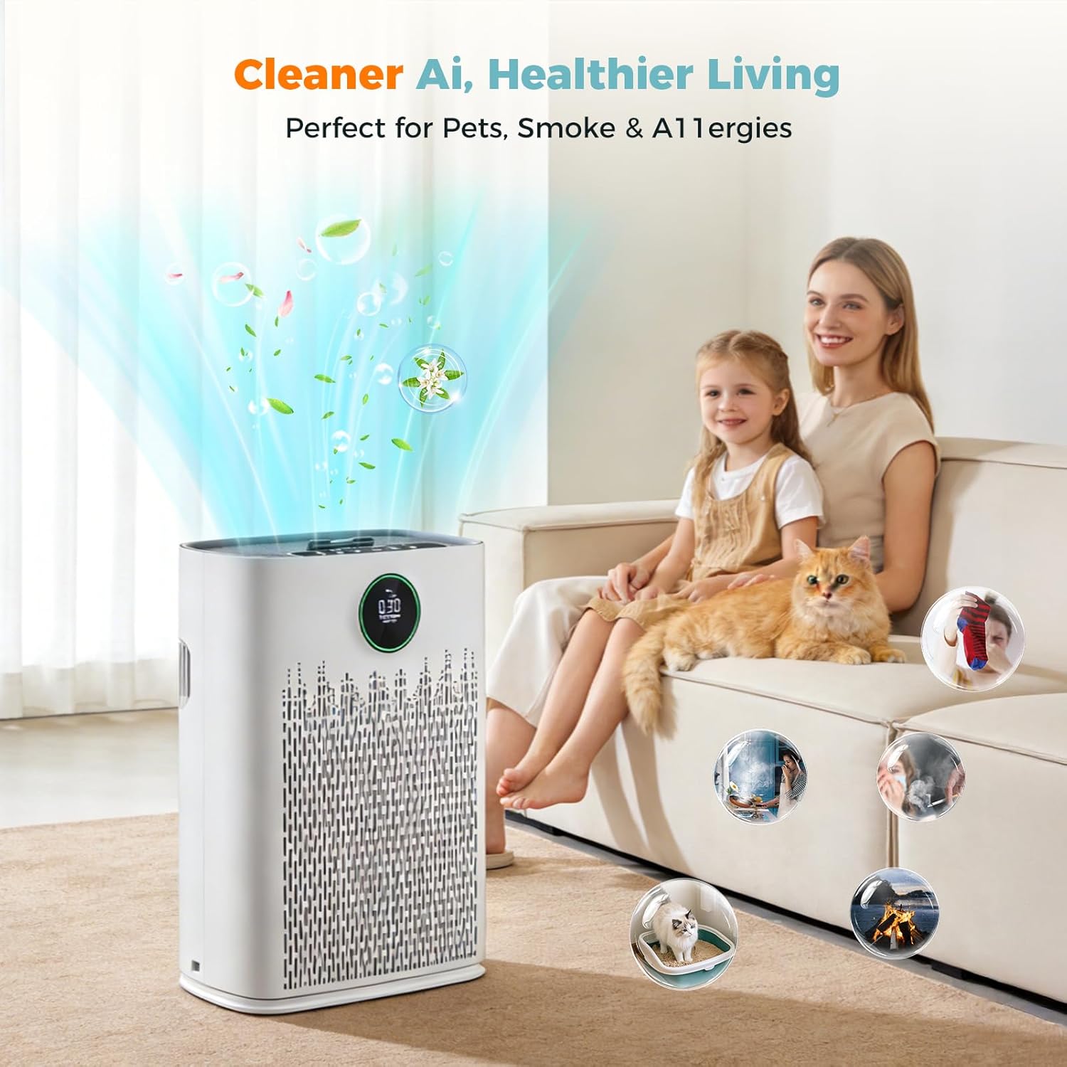 4 Pack HAP603 Replacement Filter Compatible with ECOSELF HAP603 / HAP603WF Air Purifier, 3-in-1 HAP603 Replacement Filterfor Home Large Room with Smart Mode, # RFHAP603 White - Image 7