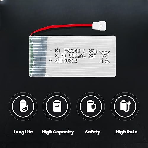 Miniatura 4 de 2 unids 3.7 V 500 mAh 25C 752040 batería recargable Lipo con cargador USB para Syma X5C cheerson CX30 skytech M68 BBS 868 Quadcopter RC Drone piezas