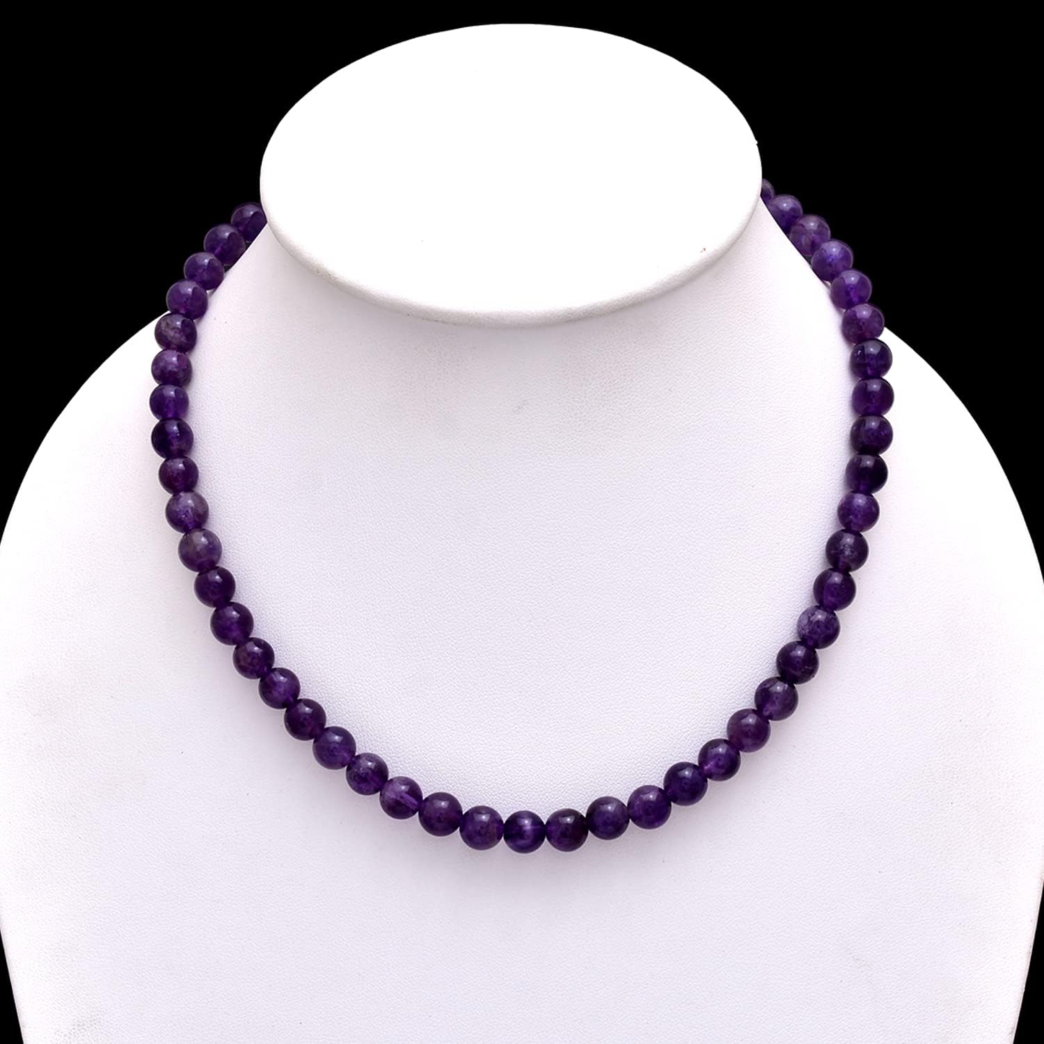 A&M Natural Amethyst Smooth Round 925 Sterling Silver Necklace, Healing Amethyst Beaded Necklace, Beautiful Gemstone Beaded Necklace Jewelry, Handmade Amethyst Necklace Jewelry For Gift And Casual Wear, Handmade Necklace, Amethyst Beads Necklace