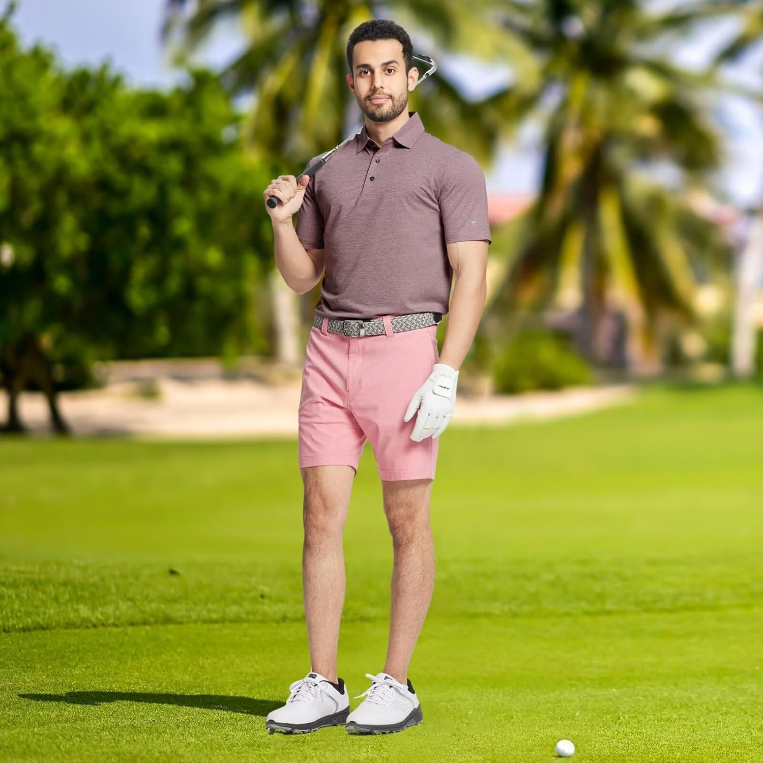 Rouen Mens Golf Shirts Short Sleeve Quick Dry Breathable Active Heather Jacquard Regular Fit Casual Polo Shirts for Men