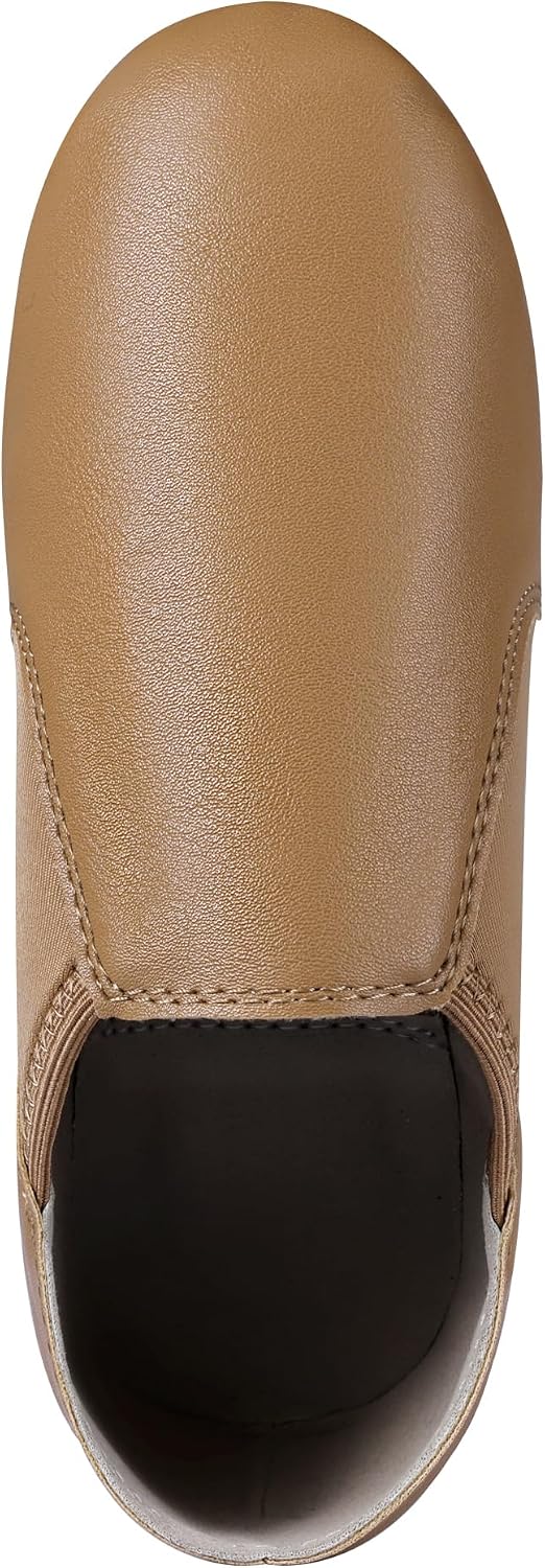 Linodes Unisex Kids PU Leather Upper Slip-on Jazz Shoe with Upgraded Abrasion Resistant Suede Outsole for Girls and Boy's Dance Shoes