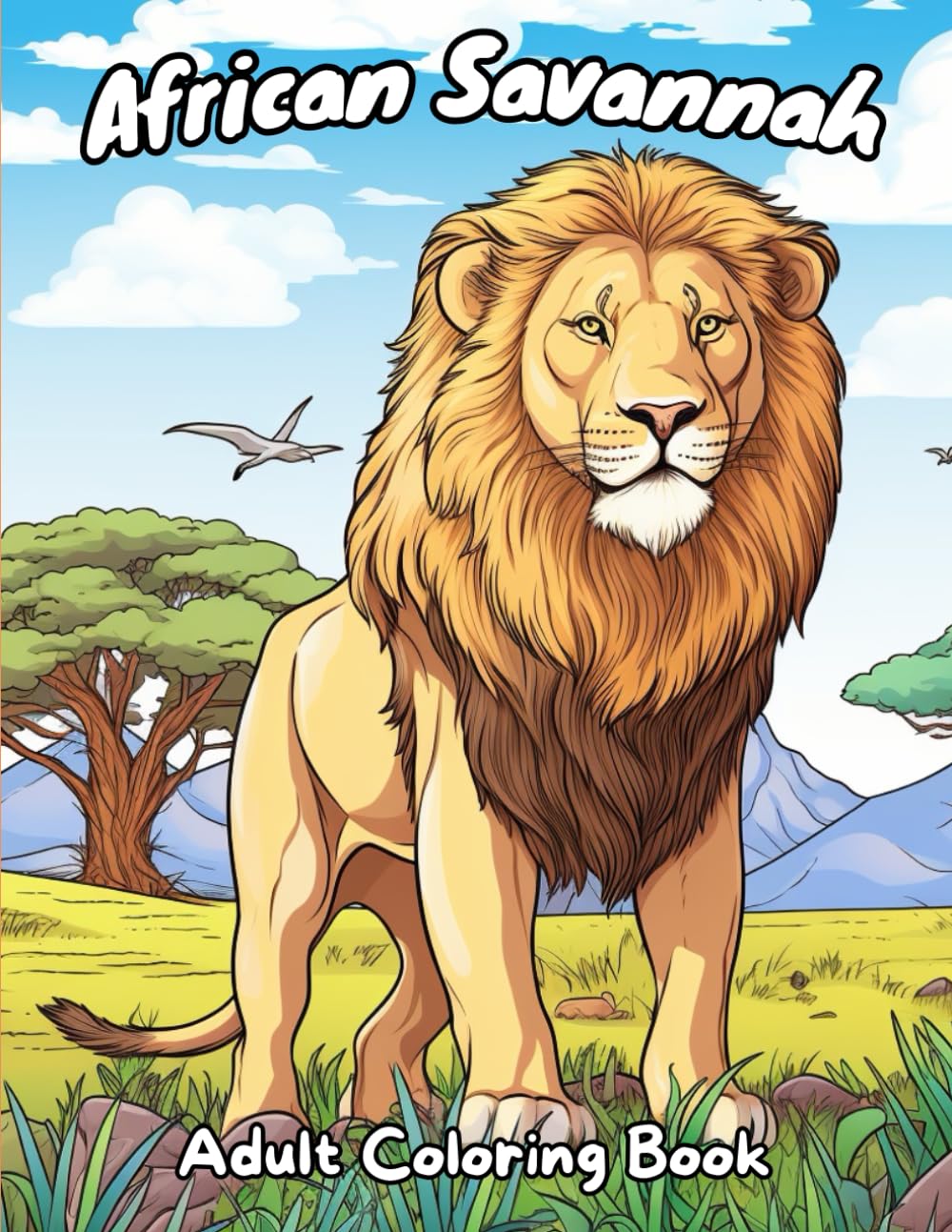African Savannah: Adult Coloring Book, Detailed Animal Illustrations for Hours of Relaxation