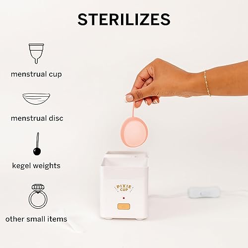 Miniatura 8 de Pixie - Esterilizador de copa menstrual con 2 discos de período, clasificado 1 para el disco reutilizable más cómodo y suave - Mata el 99.9% de los