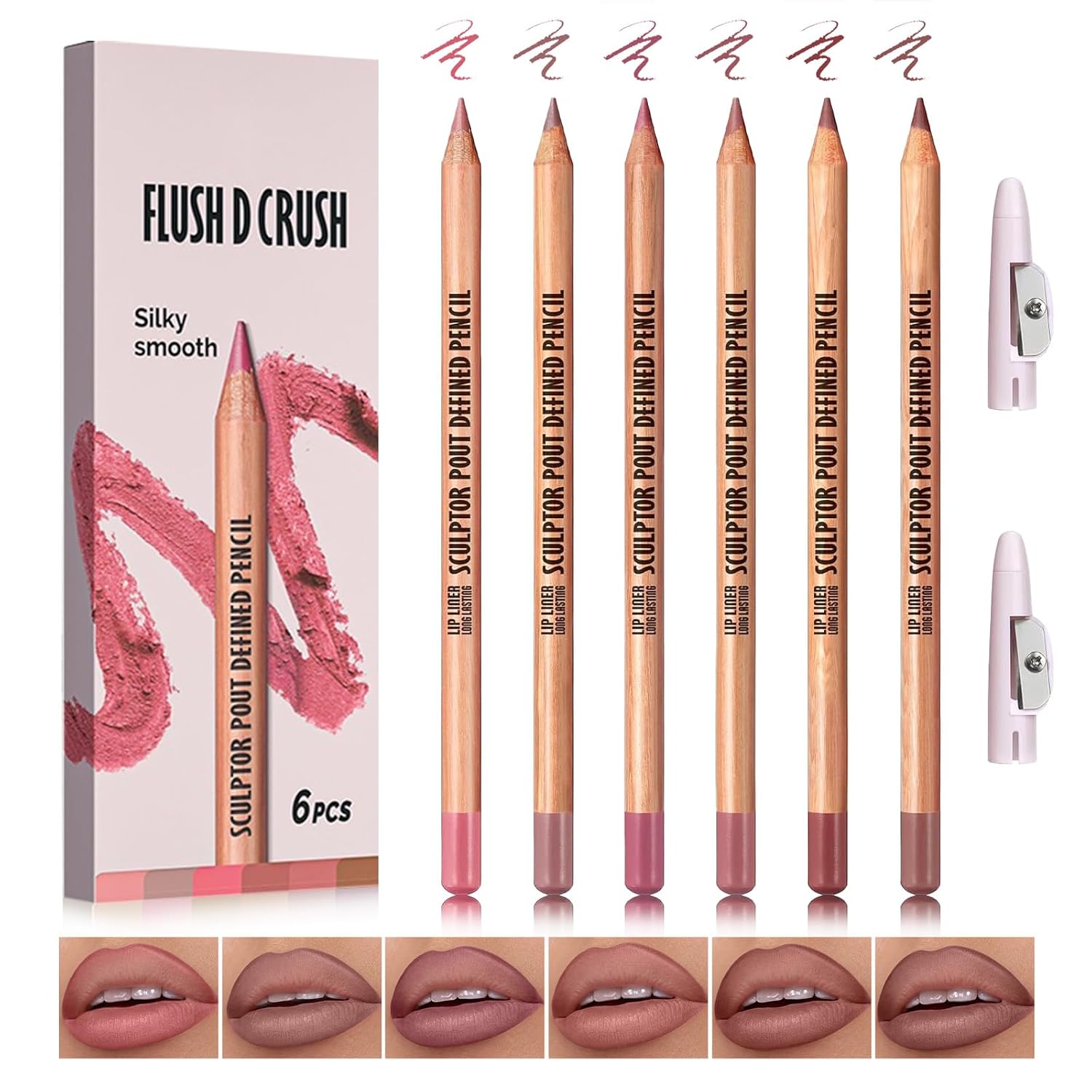 6 Colors Lip Liner Set Rose Red Lip Liner Pack-Set 01