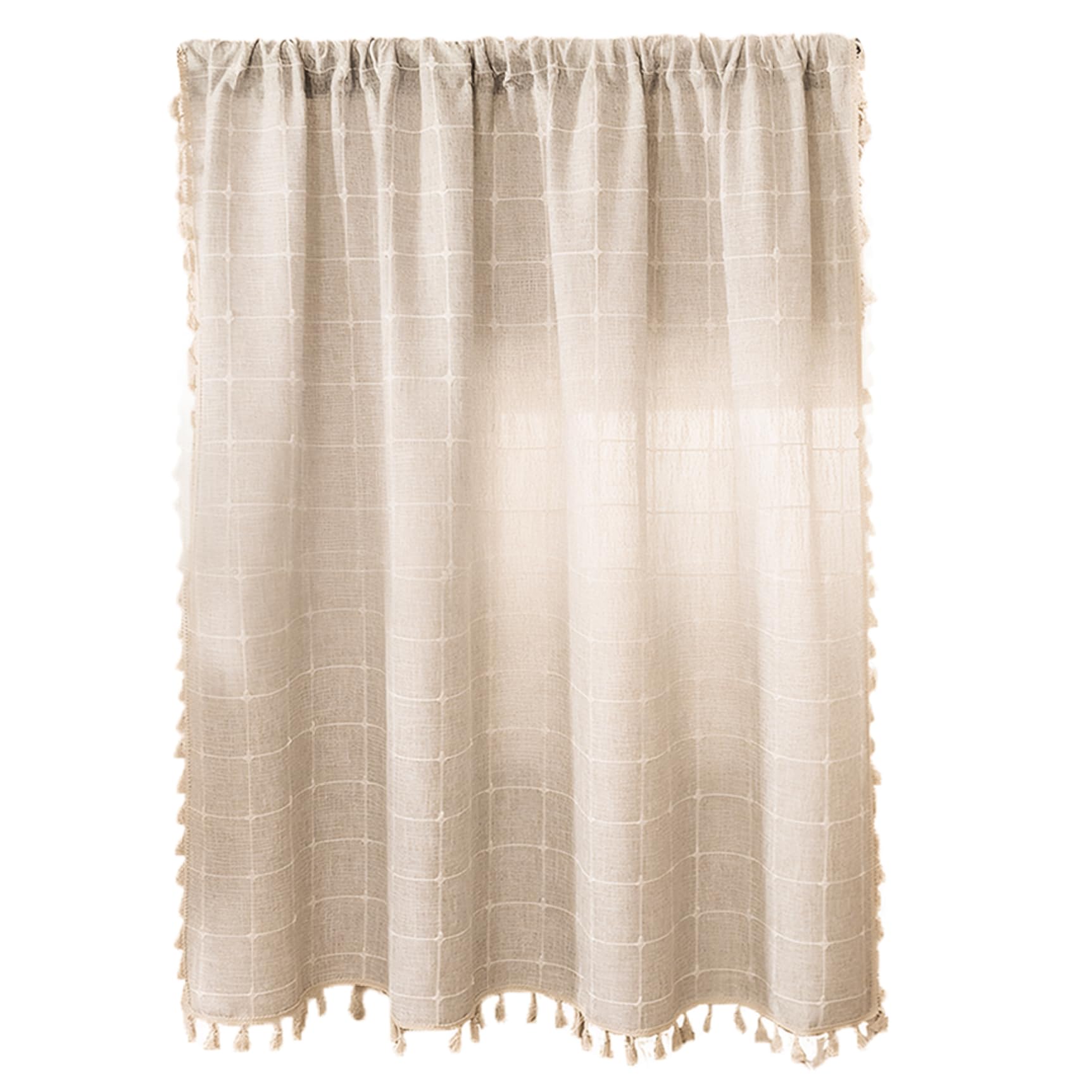Rideaux de cuisine de ferme 35x24 pouces passe-tringle en voile semi-transparent