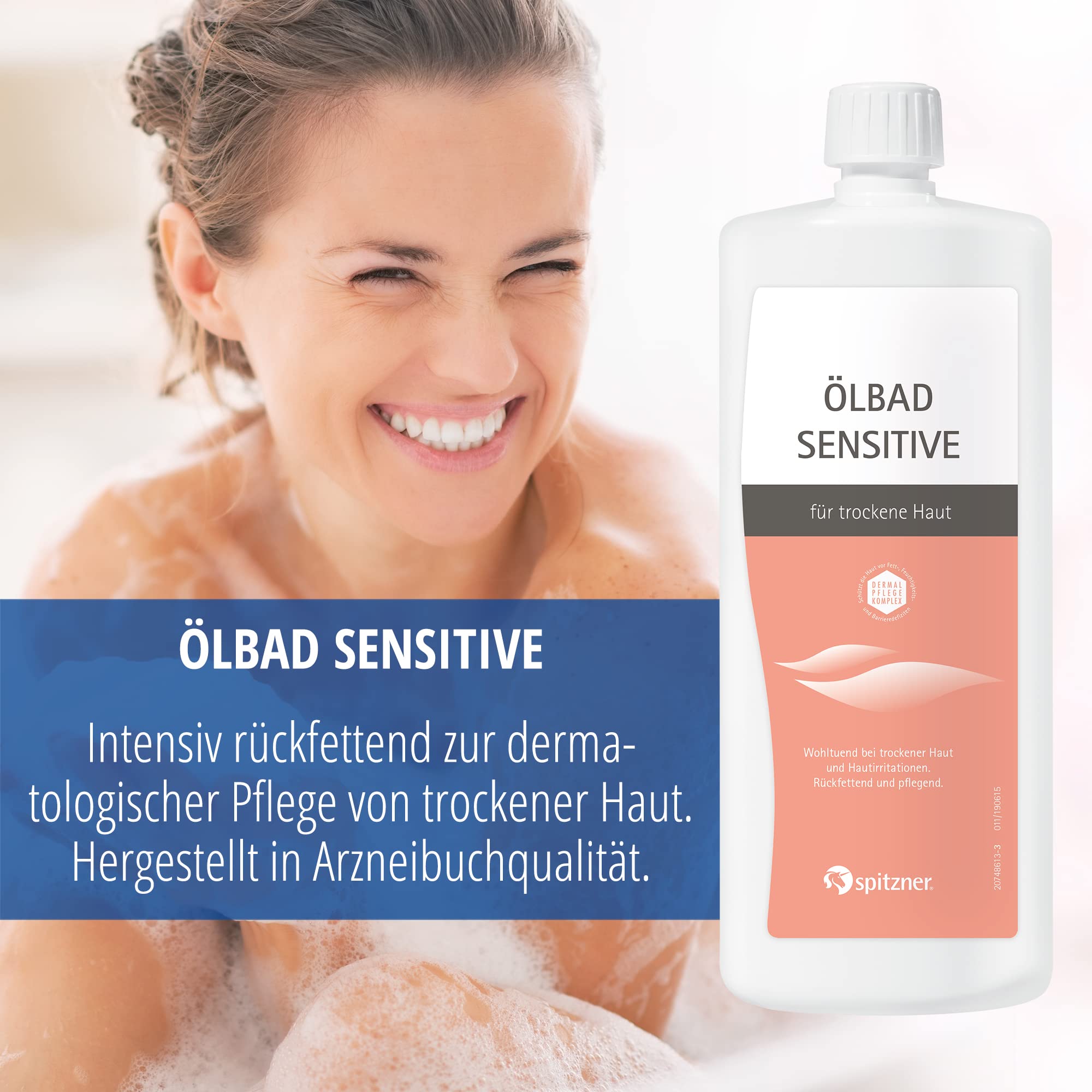 Spitzner Ölbad Sensitive 1000 ml – dermatologisch getestetes Ölbad für trockene Haut, intensiv rückfettend, hergestellt in Arzneibuchqualität