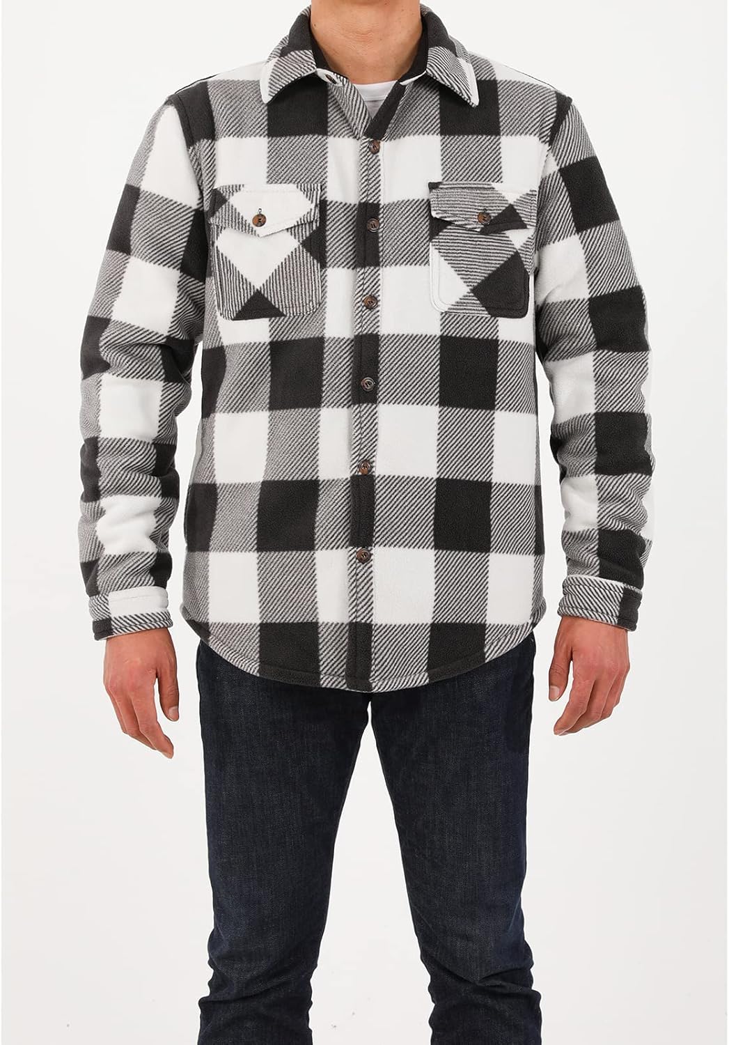 Men's Warm Sherpa Lined Fleece Plaid Flannel Shirt Jacket(All Sherpa Fleece Lined) - Image 6