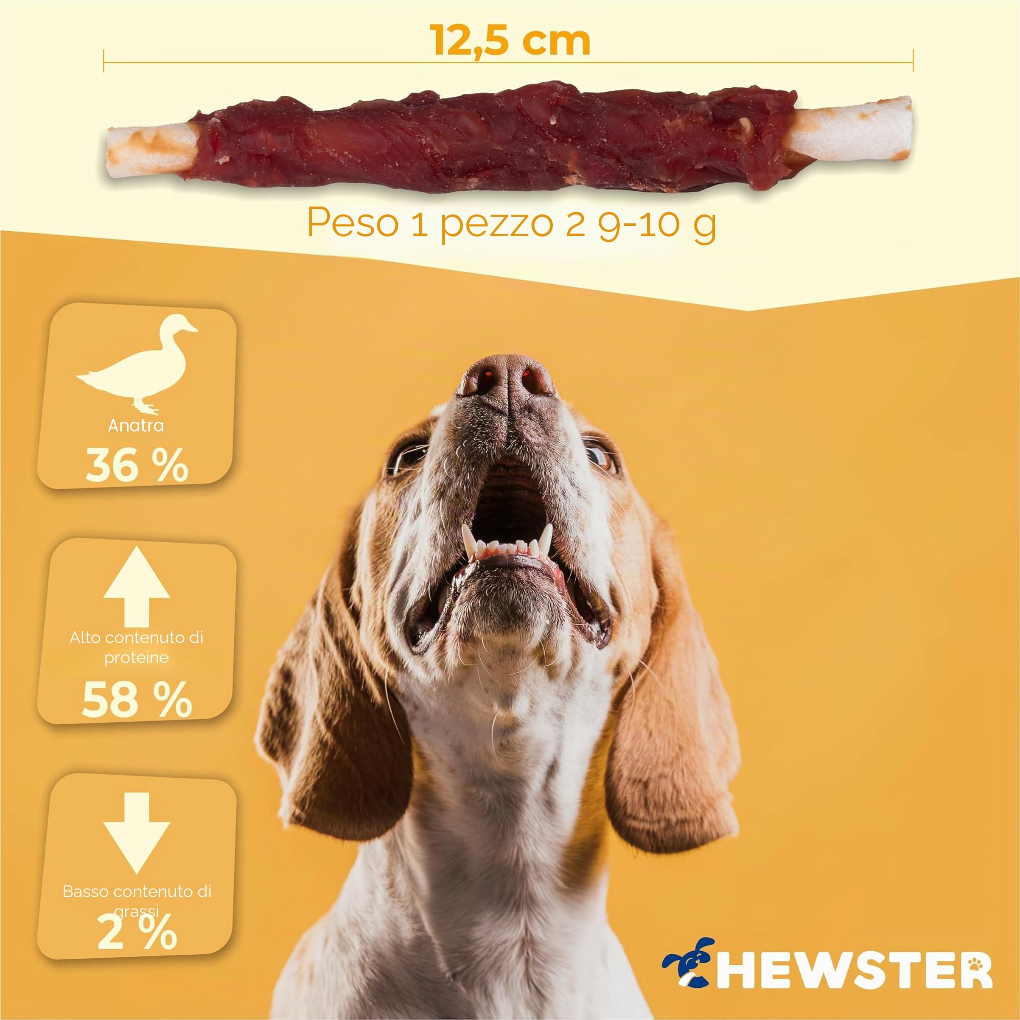 Bastoncini da masticare con Anatra - Snack per cani - Confezione da 85 pz. (800 g)