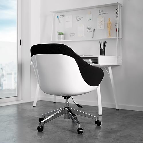 Miniatura 11 de Techni Mobili Silla de trabajo tapizada con soporte lumbar, silla de oficina de altura ajustable con control de inclinación y giro de 360 grados