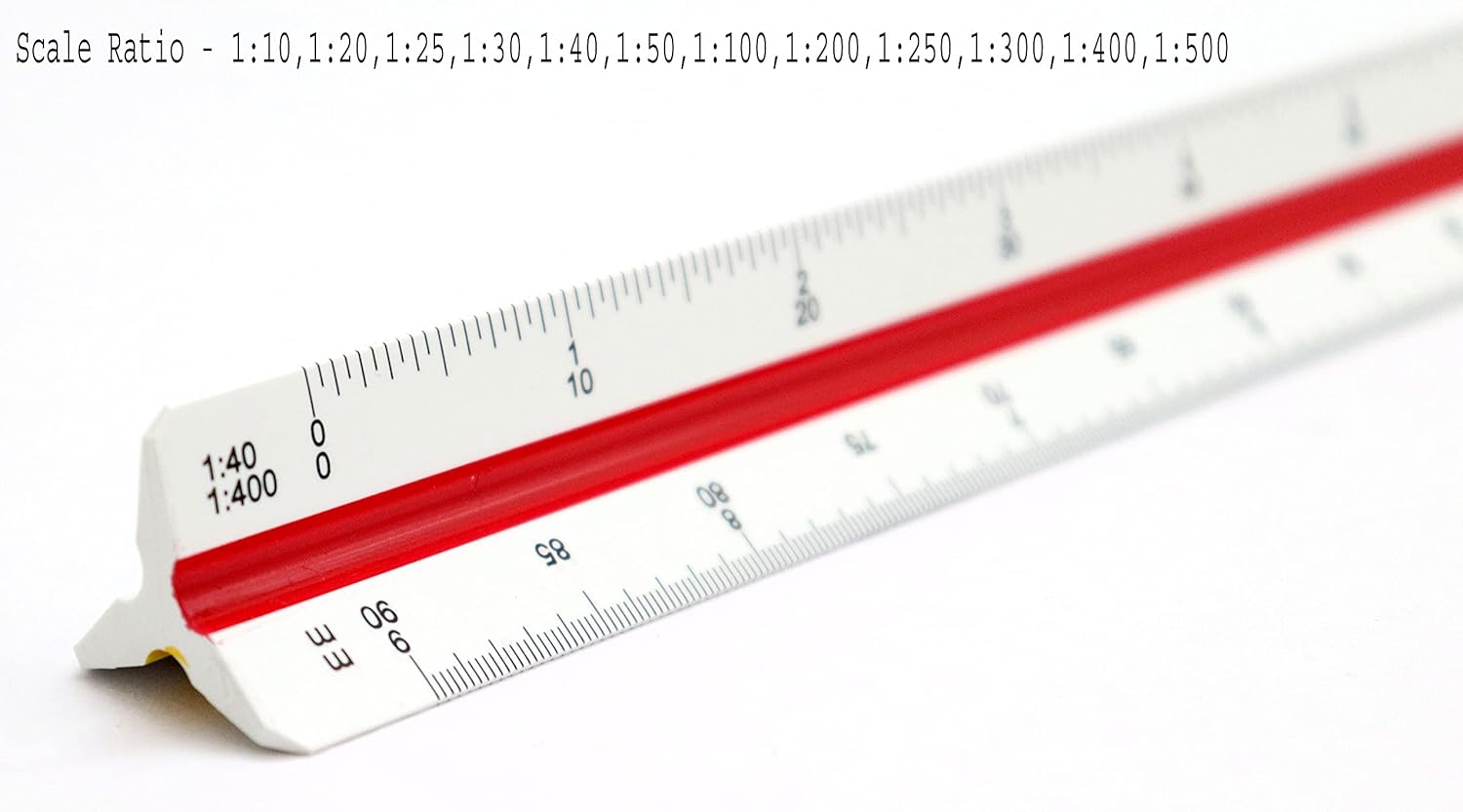 Liquidraw Triangular Scale Ruler - 30 cm | Colour-Coded Plastic Metric Tool | Features Scales from 1:10 to 1:500 | Suitable for Architects & Engineers | Precise Divisions | Includes Storage Case