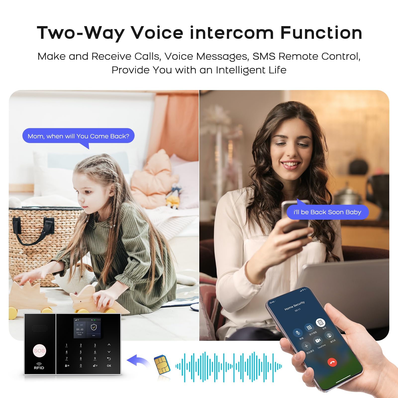PGST Kit Alarma Casa con Aviso al Movil, Sistema de Alarma para Casa WiFi y gsm sin cuotas con Pantalla 2.4” y Batería de 1000 mAh,Aplicación Tuya Smart Life, Alexa y Google