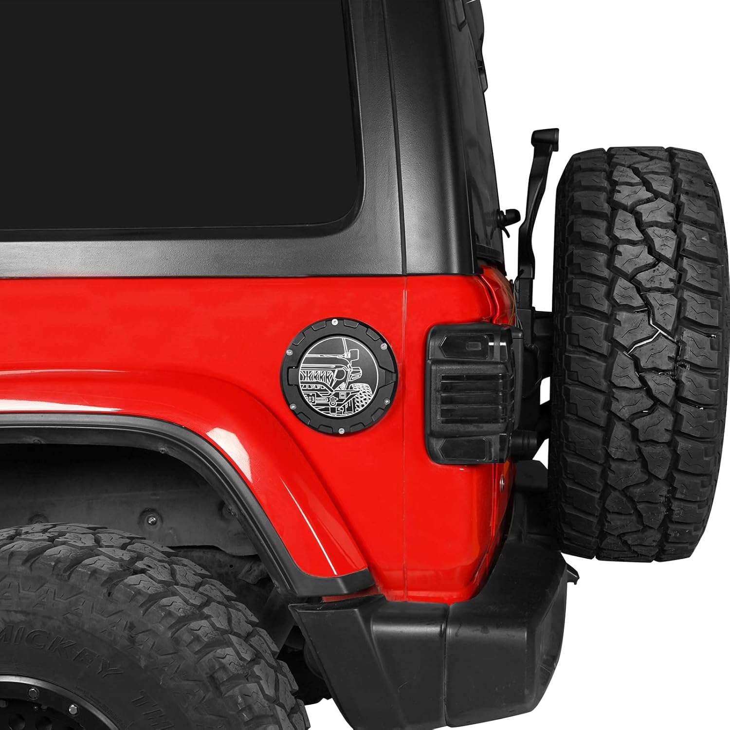 Hooke Road Aluminum Gas Cap Fuel Tank Cover Half Face Style Compatible with Jeep Wrangler JL & JLU Unlimited 2018-2025