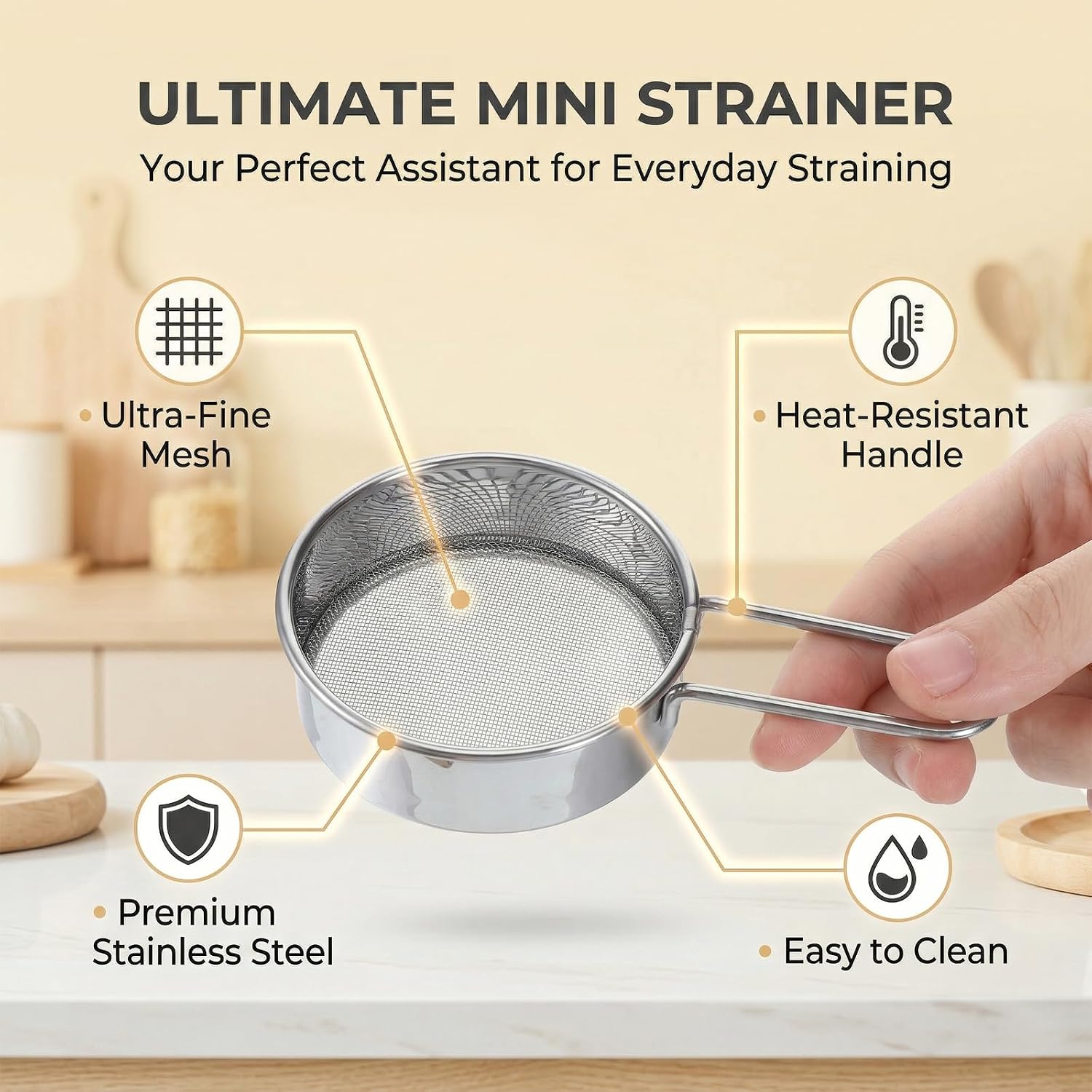 2 Pcs Powdered Sugar Sifter Mini Flour Sifter Stainless Steel Flour Duster for Baking Flours or Powdered Sugar Shaker Duster with Handle Strainer for Powder Sugars Spices Coffee Pastas Tea
