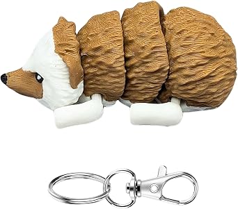 3D Printed Articulating Hedgehog Keychain Realistic Hedgehog Design Fun, Flexible & Portable Gift for Hedgehog Lovers - Metal Lobster Clasp Included