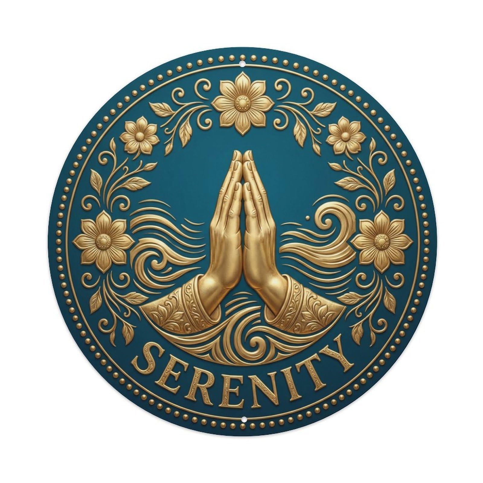 Fyrn Style Metal Tin Sign Vintage Namaste Praying Hands Serenity Flower Zen Yoga