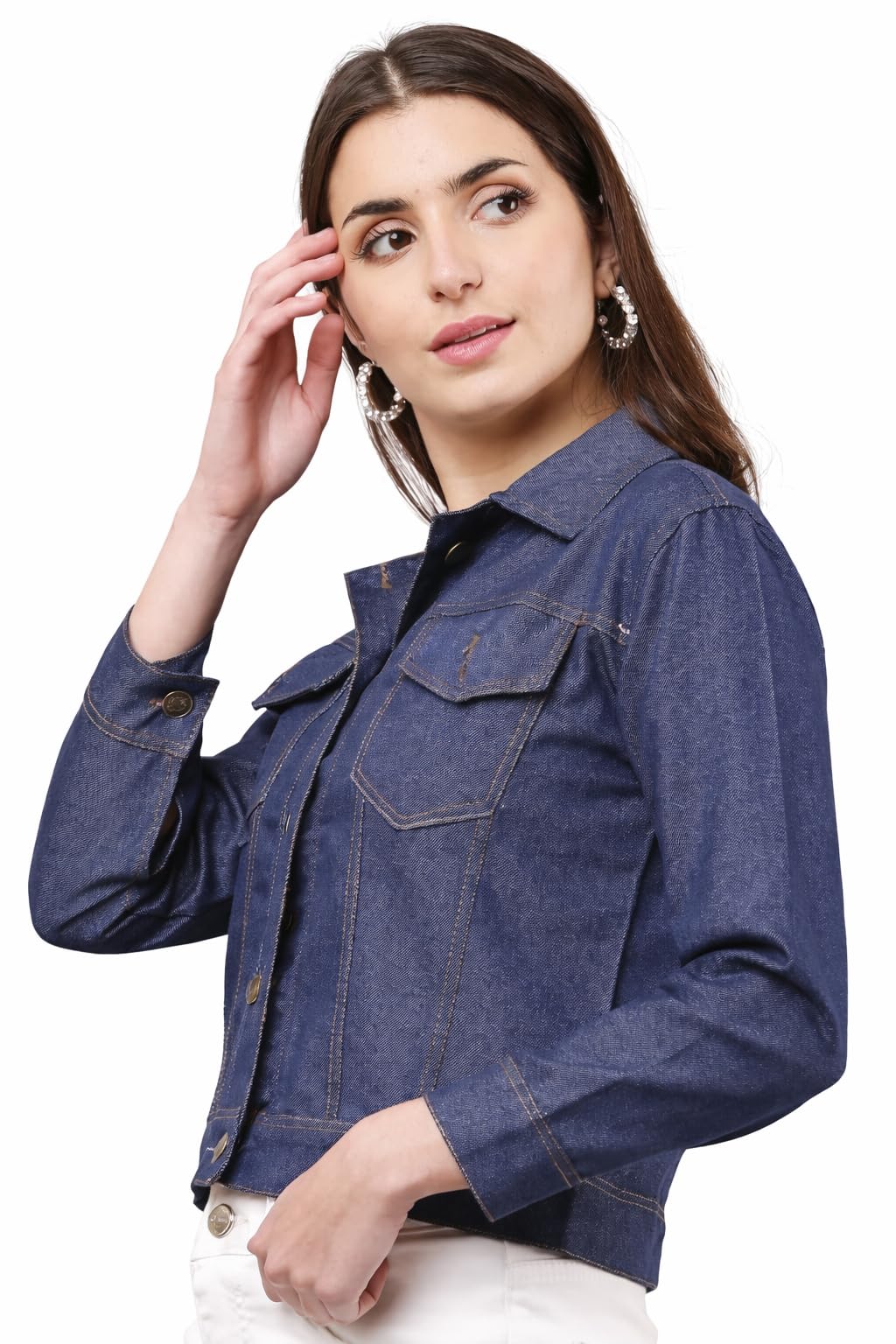 h r fashion Women's Premium Denim Jacket, Light Blue, All-Season Casual Wear-picture-54