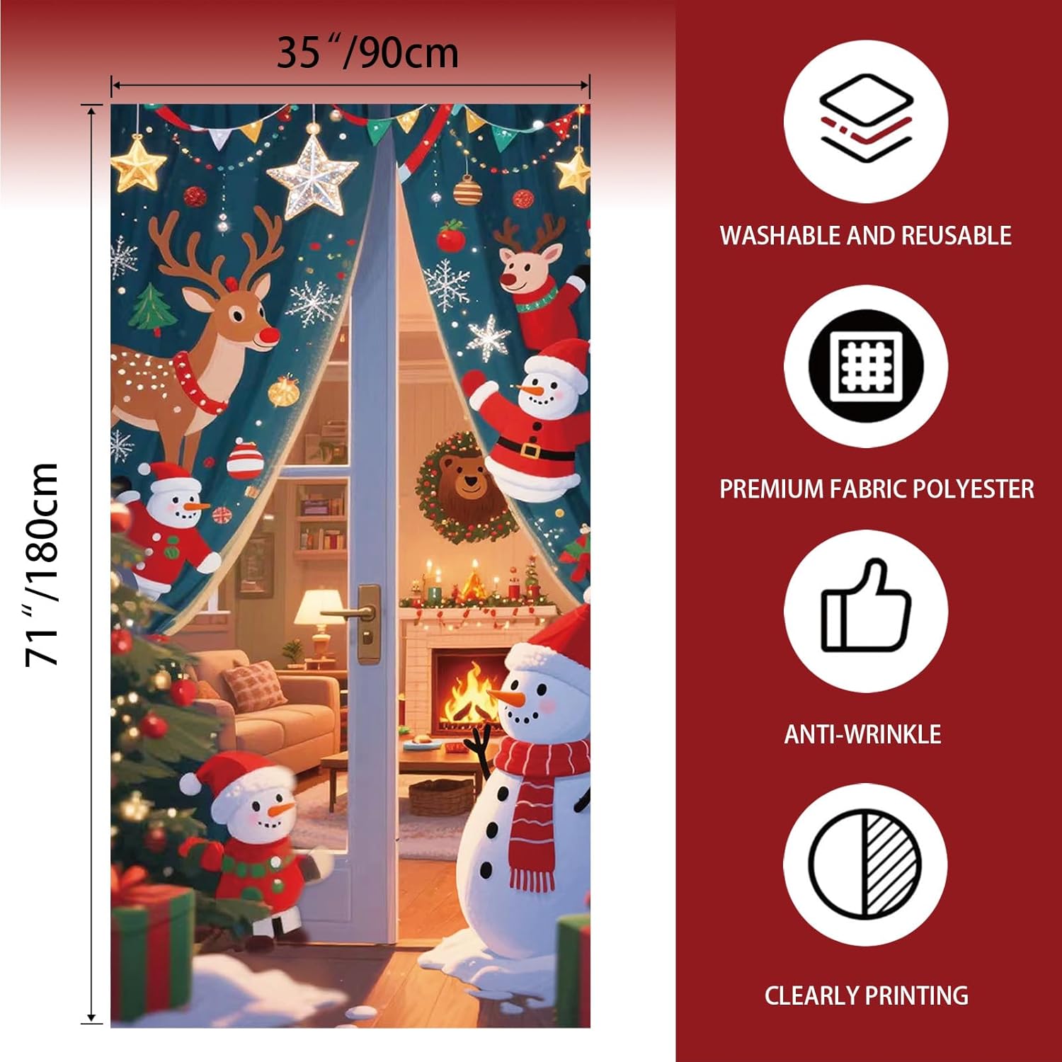 クリスマスドアカバー、クリスマスドアデコレーション、クリスマス装飾フロントポーチサインデコレーションとホームハウスパーティールームオ