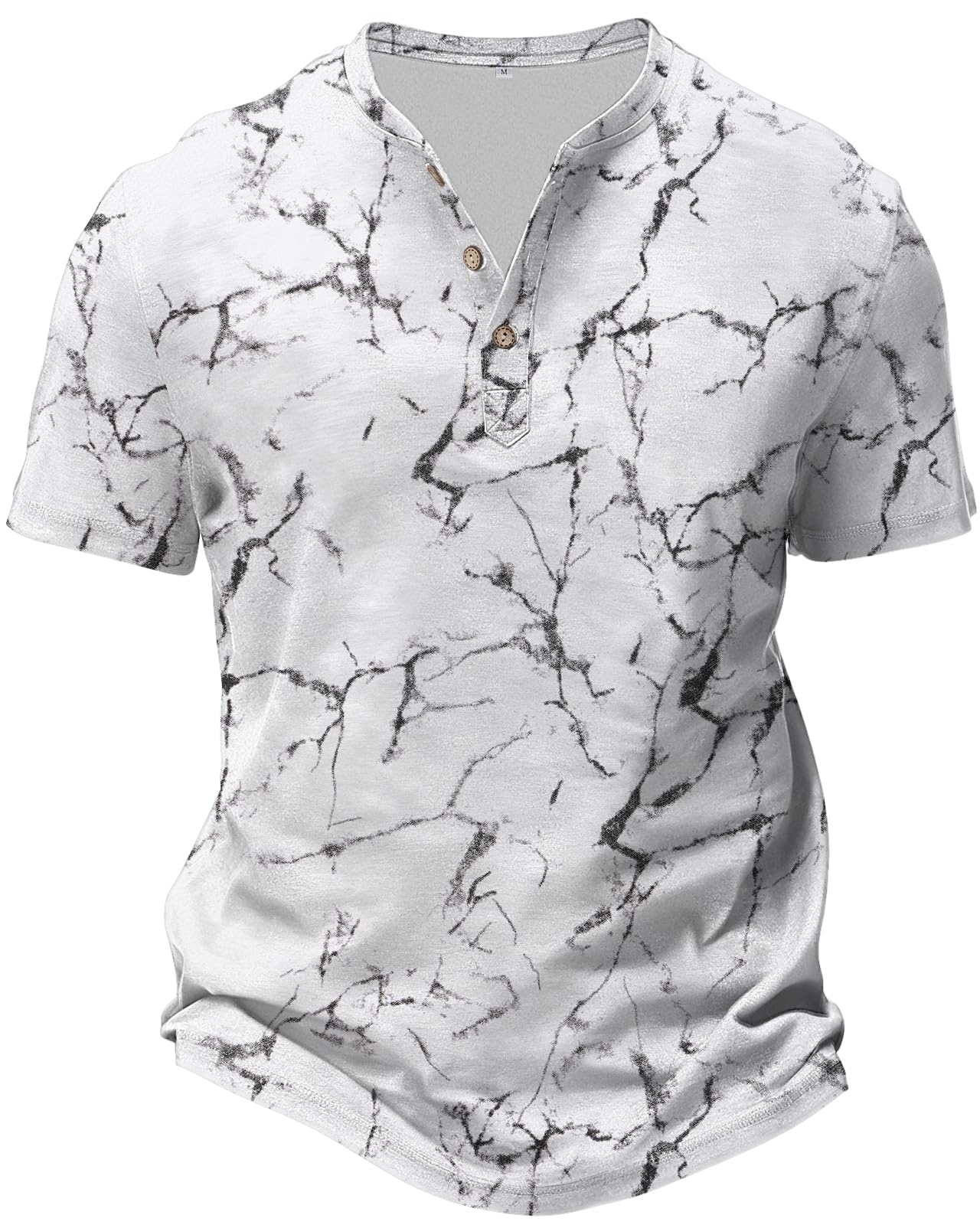 HMIYA Hemd Herren 100% Baumwolle Vintage Henley Shirt Kurzarm T-Shirts für Herren Sommerhemd Beiläufig Männer