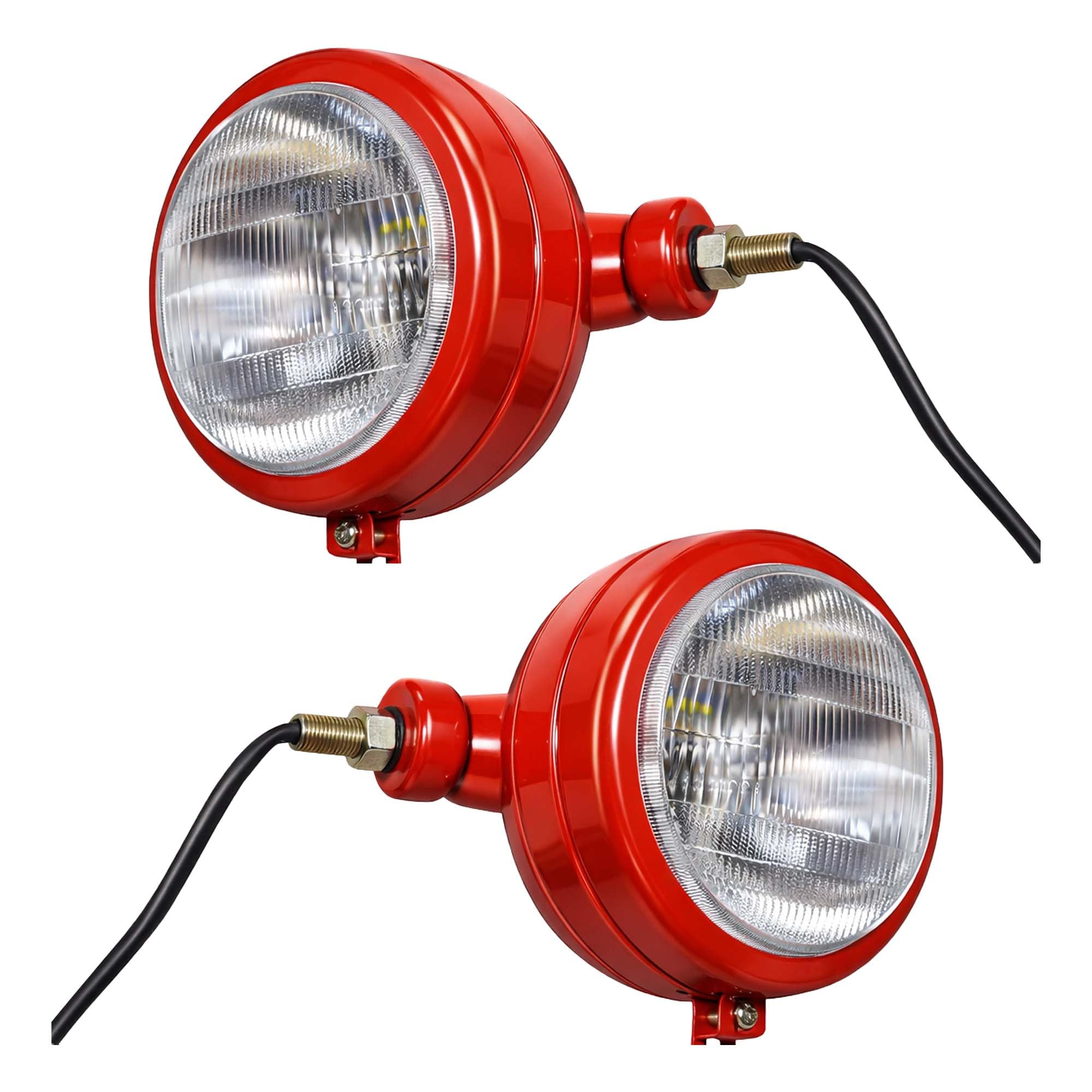 Red Headlights Assemblies with 12v Bulbs Compatible With David Brown 700 800 900 1200 1400 Series | Massey Ferguson 35 35X 65 765 | Suitable for Case/IH Tractor B250 B275 B414 B444