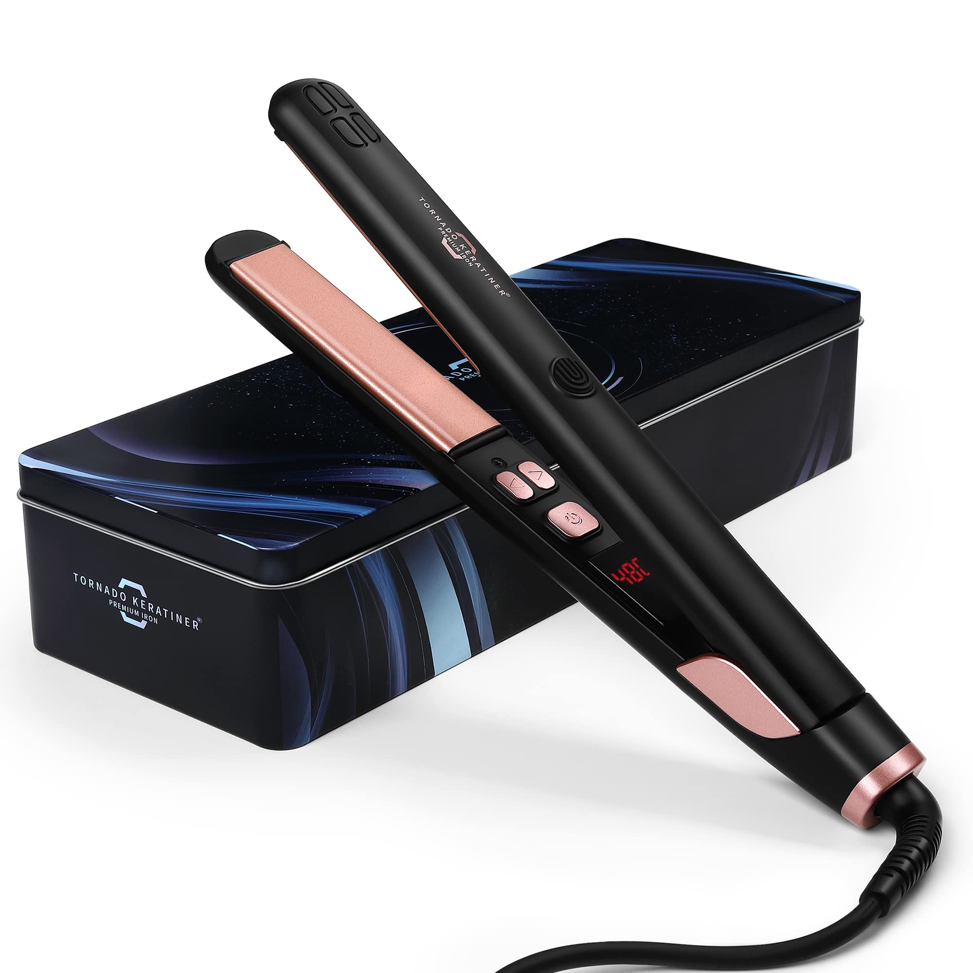 Straightener and Curler 2in1 with LCD Display 15s Fast Heating Ultra hot for American and African Hair Constant high Heat Adjustable Temperature Healthy Styling Tool for All Hairstyles (Rose Gold)