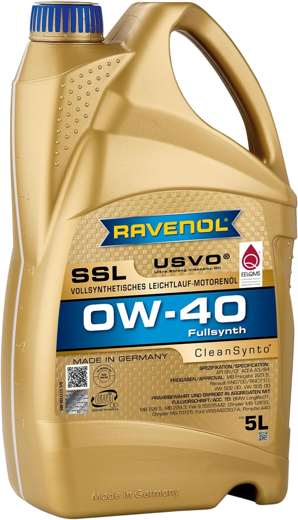 J1A1557 SSL 0W-40 Fully Synthetic Motor Oil (5 Liter)