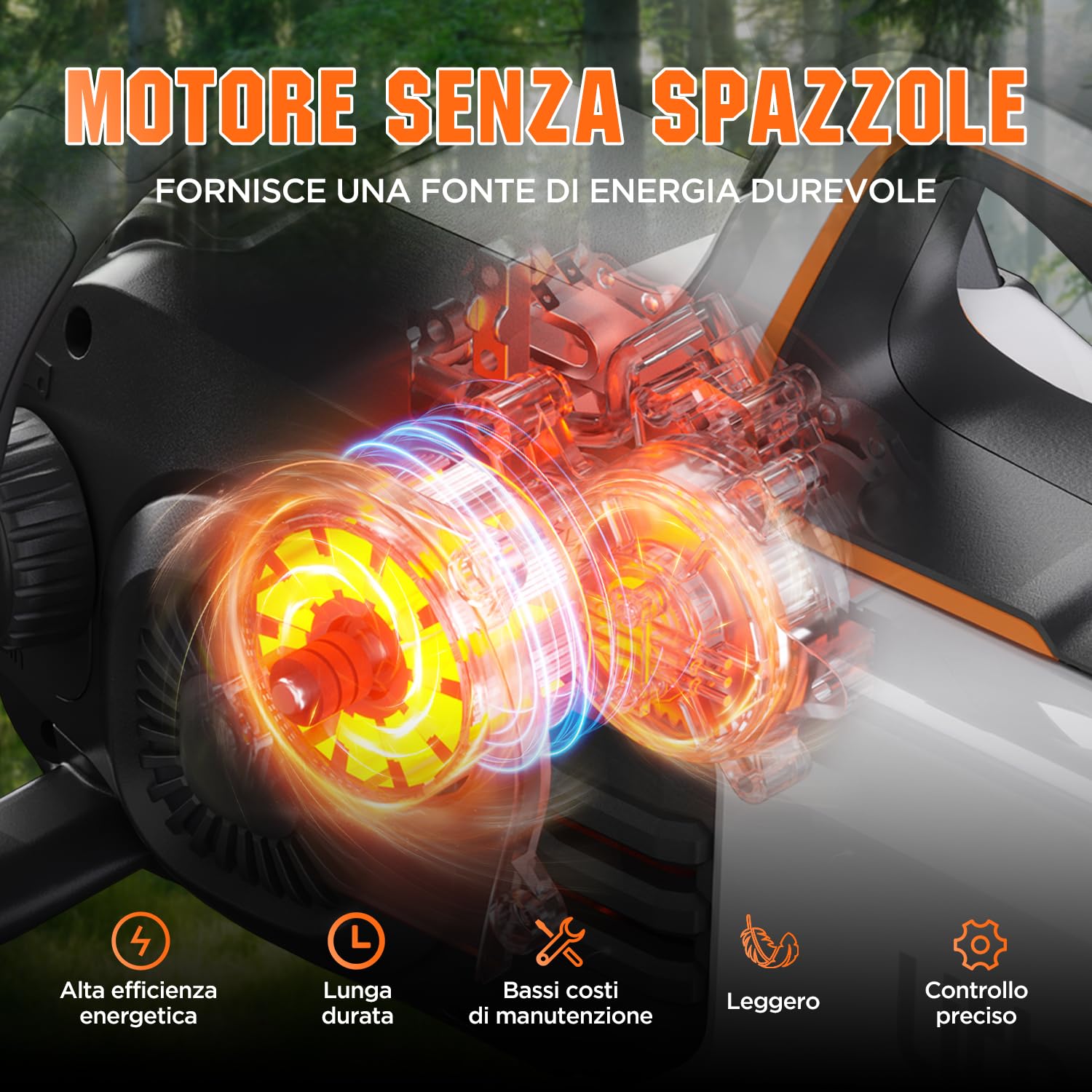 Litheli Motosega a Batteria per Potatura, Motosega Elettrica a Batteria Brushless da 30cm, Lubrificazione Automatica, Sicurezza Design per il Taglio Del Legno e Giardini