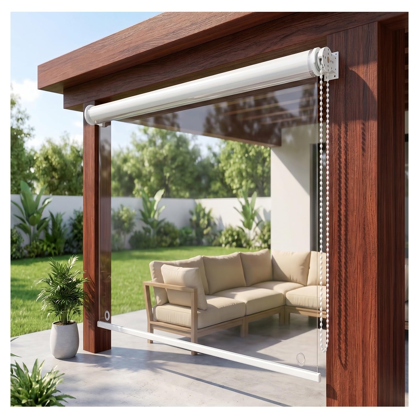 Tenda a Rullo PVC Impermeabile Trasparente，Tende a Rullo per Esterno，Tapparella Avvolgibile per Esterni Vinile Trasparente，Tapparella Avvolgibile Anti-Vento(W115*H180cm/W45.27*H70.86in)