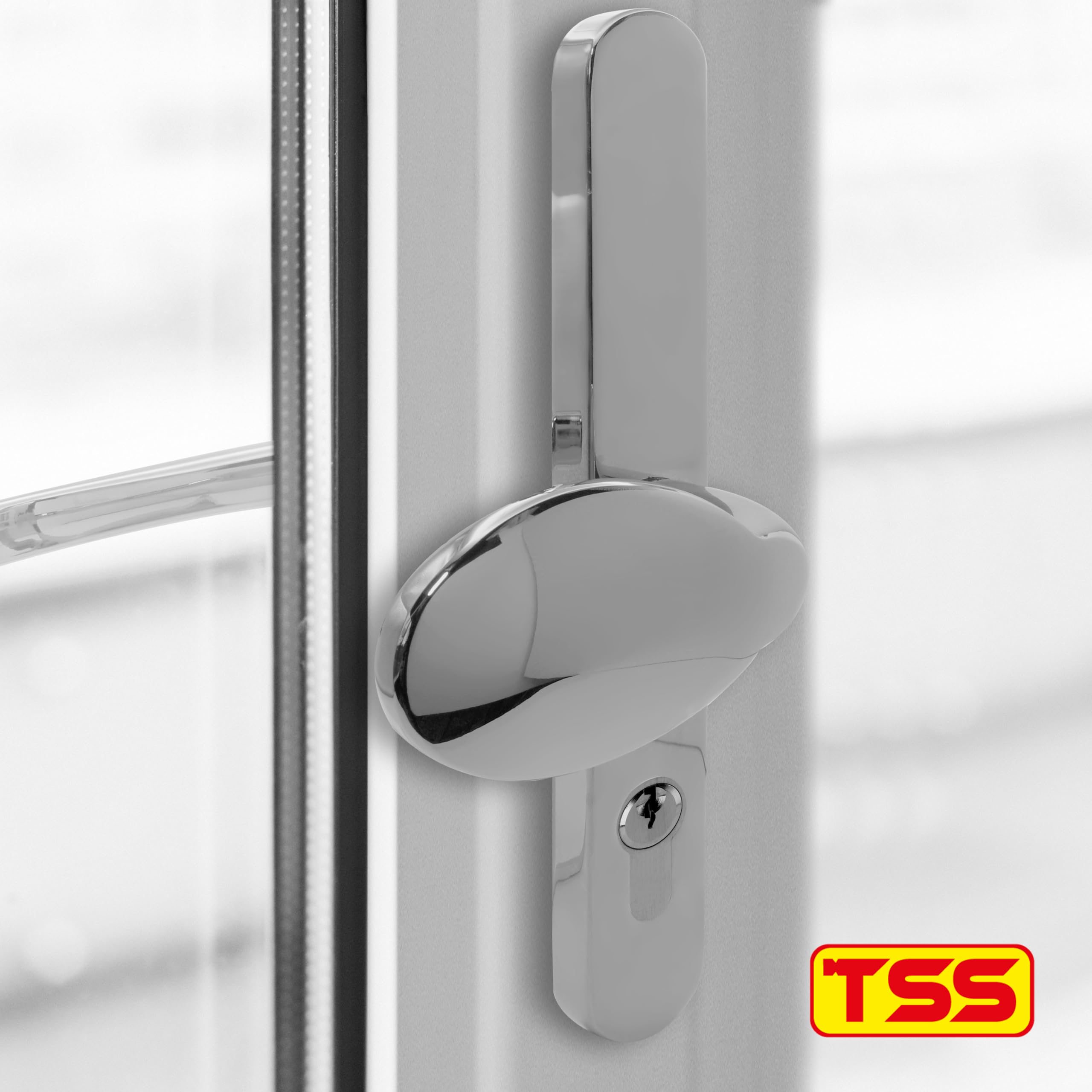 TSS Polished Chrome UPVC Door Handle Pair Set including Lever and Pad, Suits Fullex Locks, Sprung, 68mm PZ (Centres) - Image 4